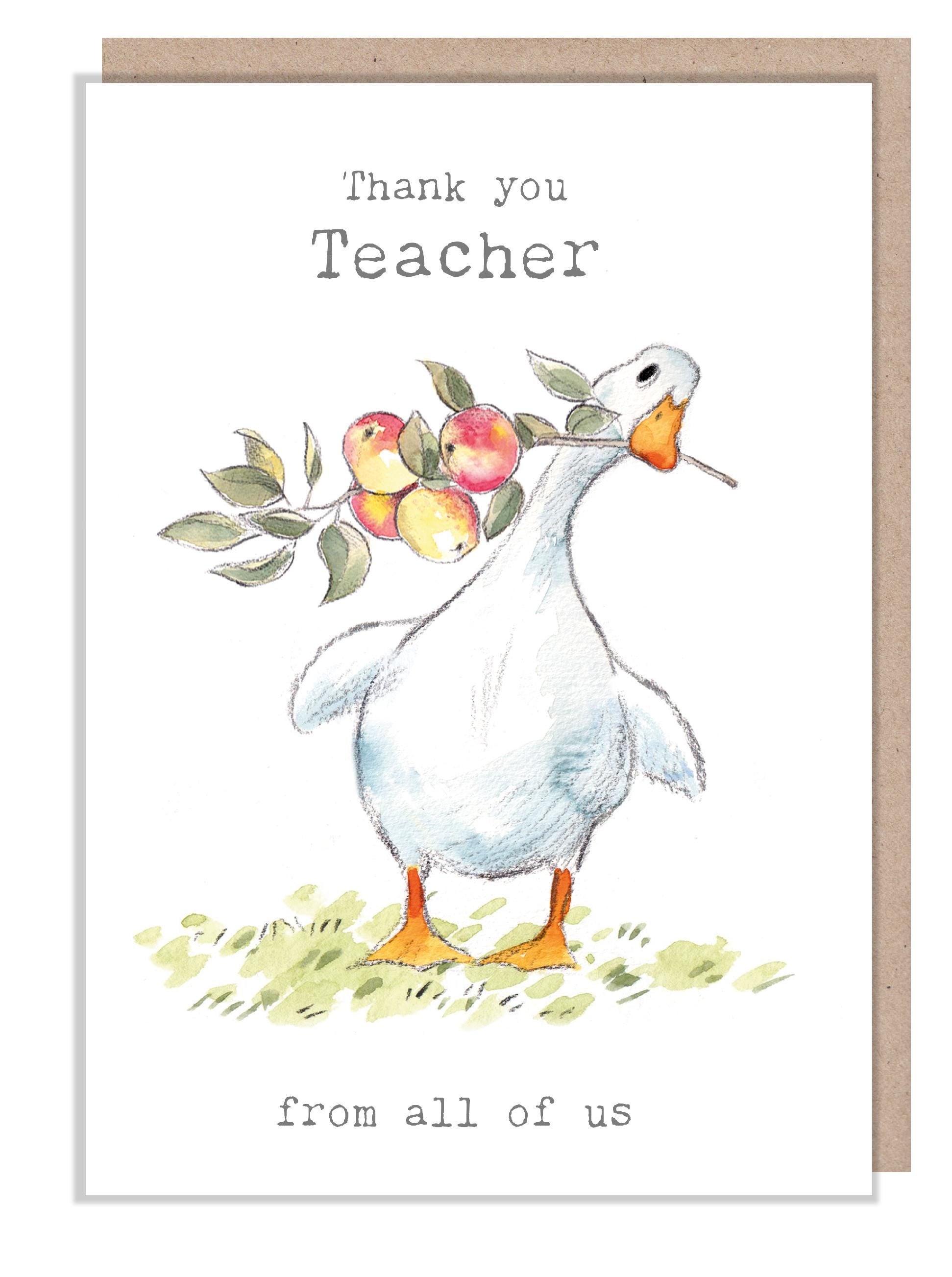 Thank you Teacher - GIANT Card! Large enough for the whole class to sign! White Duck design - Extra LARGE Card A4 size - 210 x 297 mm XL016