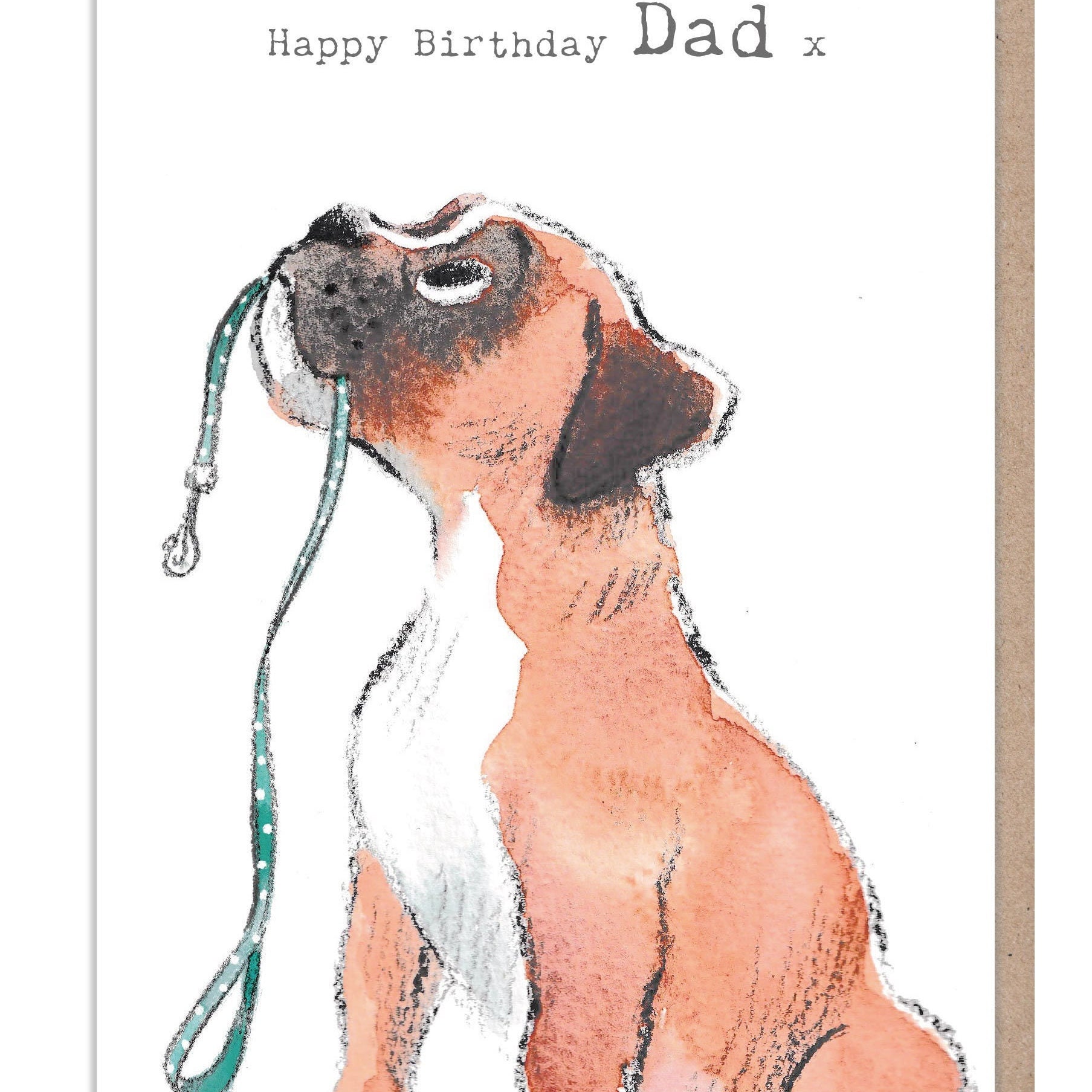 Dad Birthday Card - Boxer Illustration - absolutely barking range - ABE077