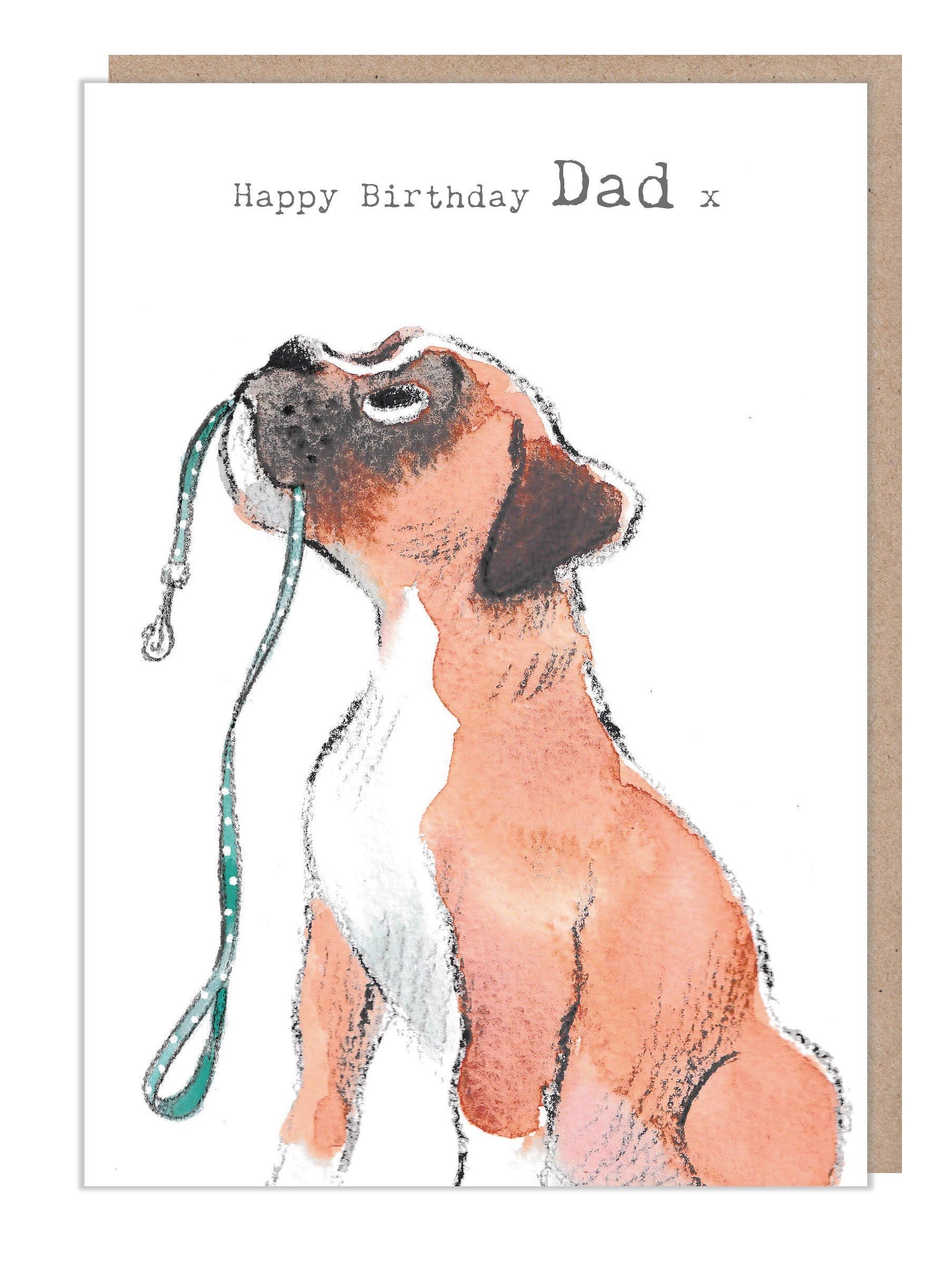 Dad Birthday Card - Boxer Illustration - absolutely barking range - ABE077