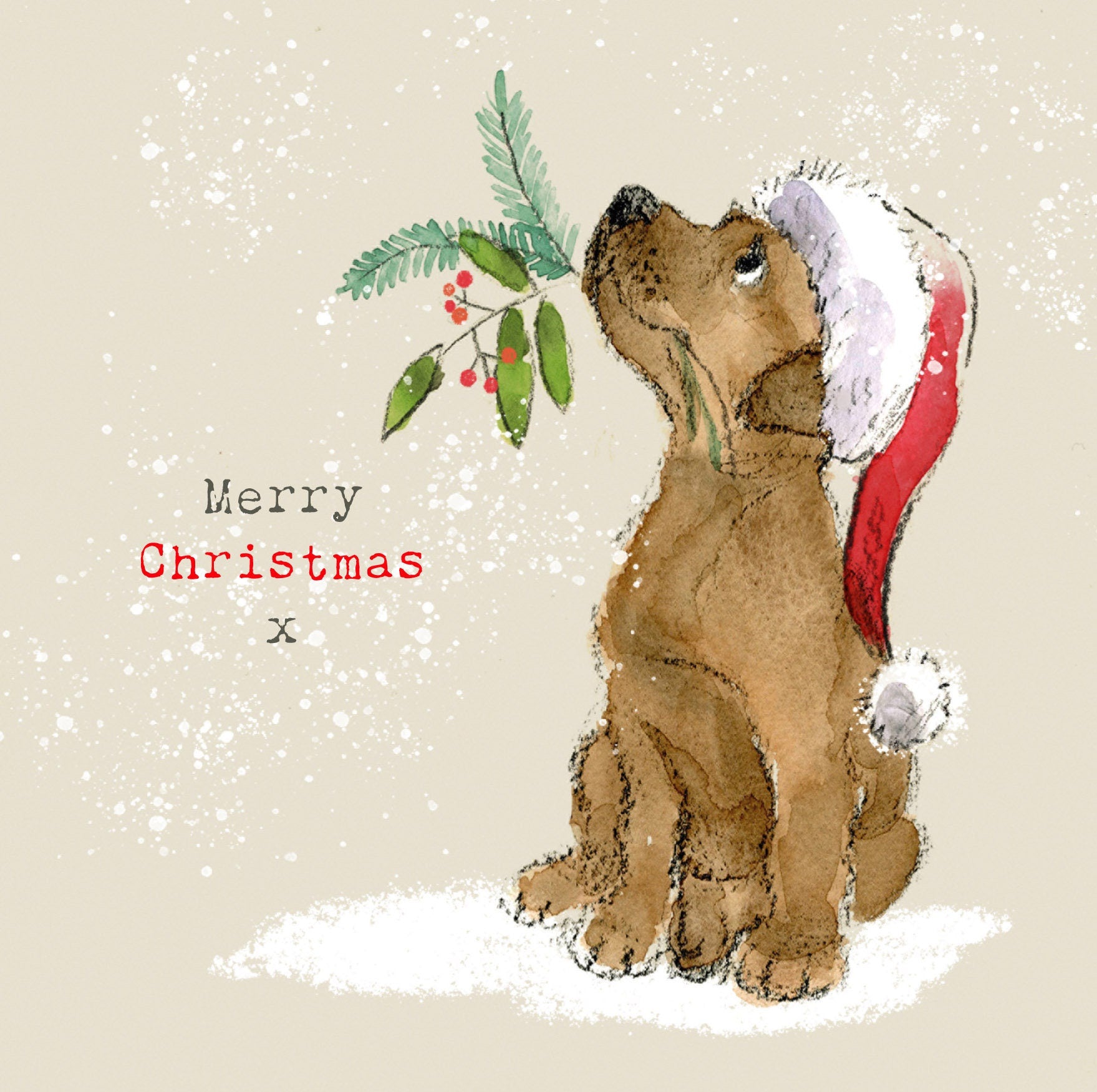 Chocolate Labrador Christmas Card: Charming Dog Illustration