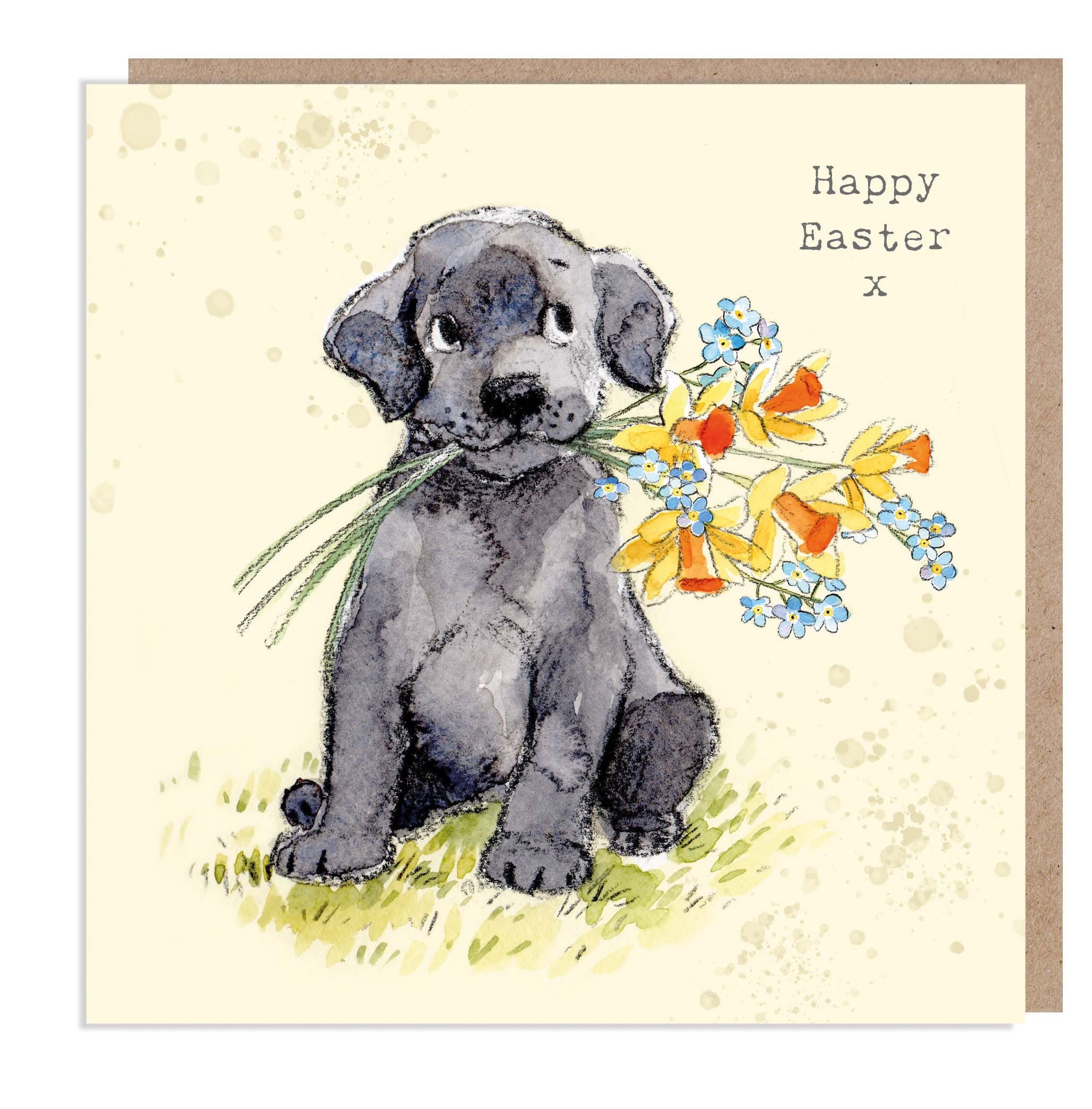 Easter Card - Quality Greeting Card - Charming illustration - 'Absolutely barking' range - Black Labrador design - Made in UK - ABEASTER02