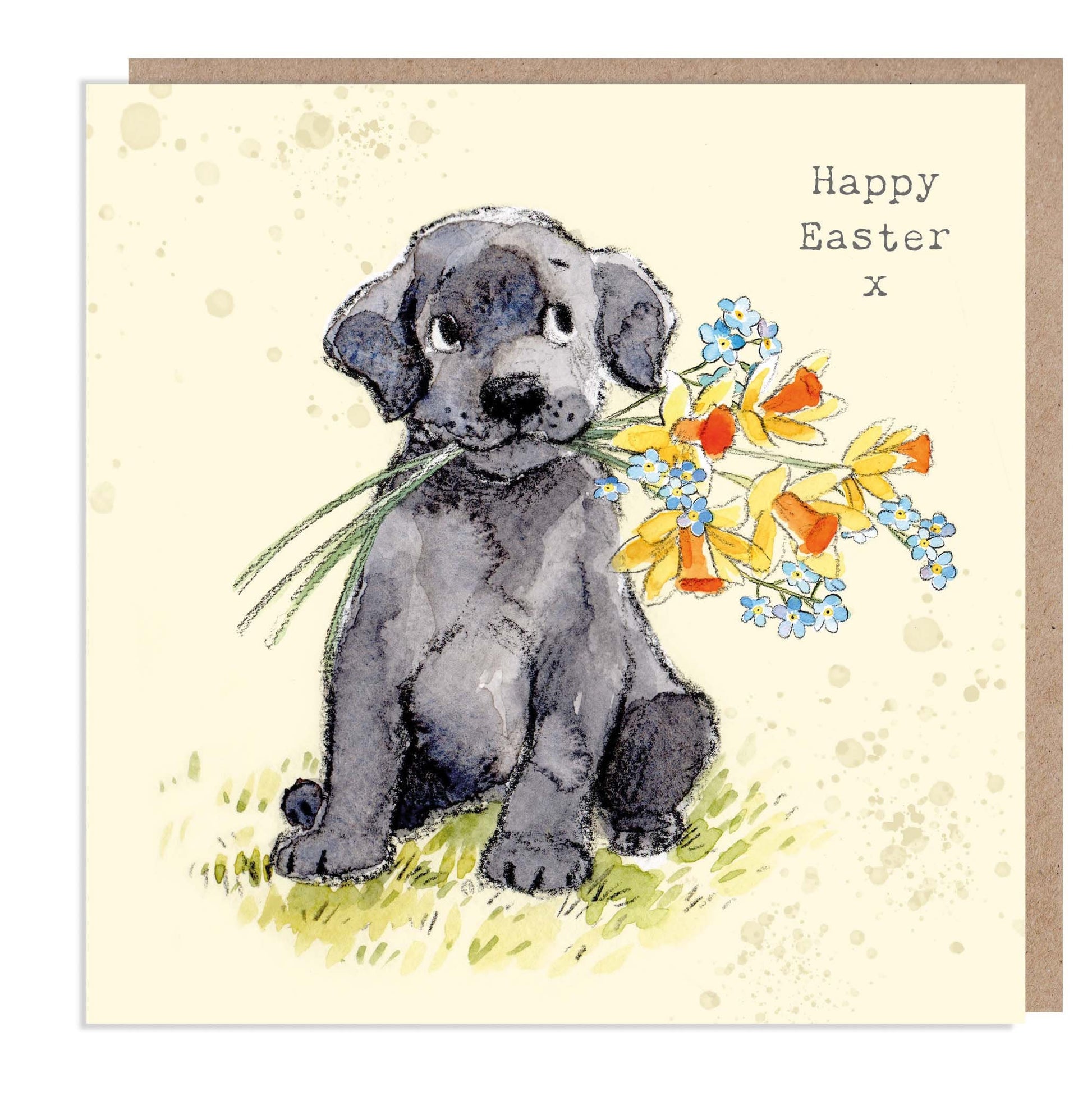 Easter Card - Quality Greeting Card - Charming illustration - 'Absolutely barking' range - Black Labrador design - Made in UK - ABEASTER02