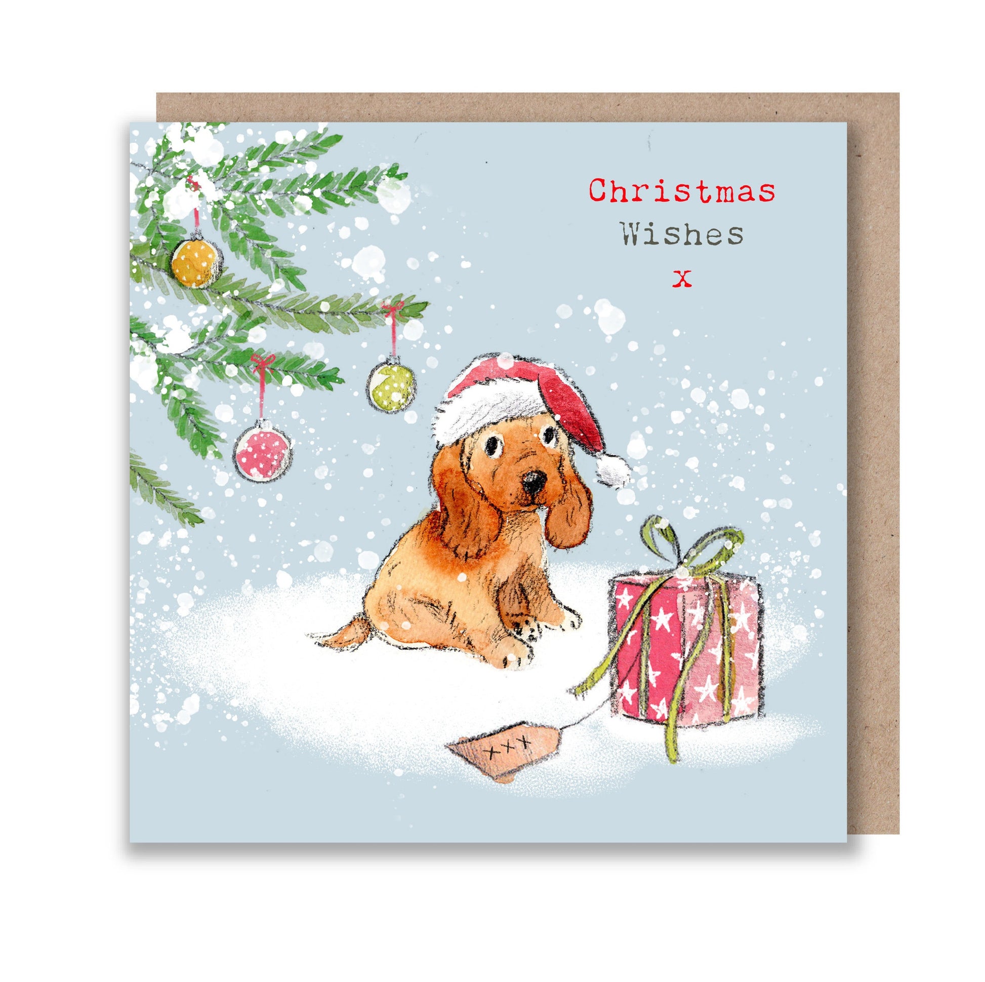 Dog Christmas Card - Quality Christmas Card - Charming illustration - 'Absolutely barking' range - Cocker Spaniel- Made in UK -  ABX027