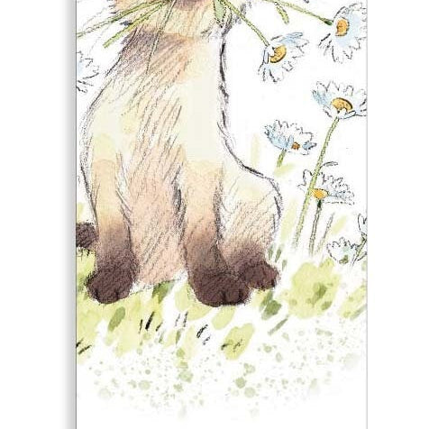 Bookmark with Ribbon - Cat with Daisies Illustration BM08