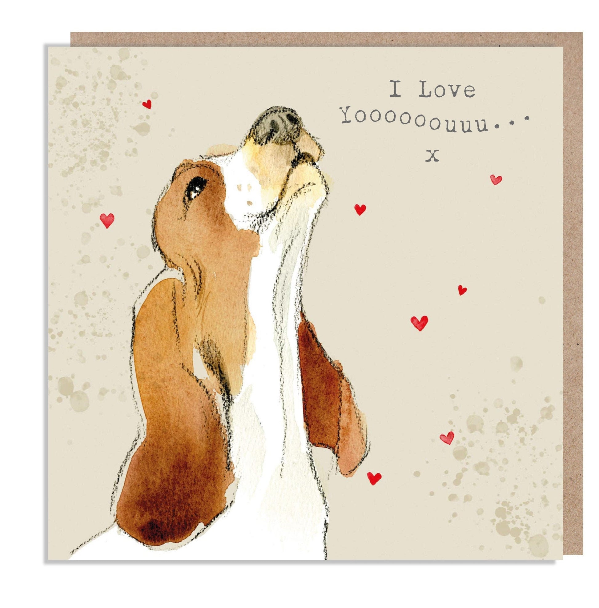 Love you card-Quality Greeting Card - Charming illustration - 'Absolutely barking' range - Basset Hound - Made in UK -  ABE013