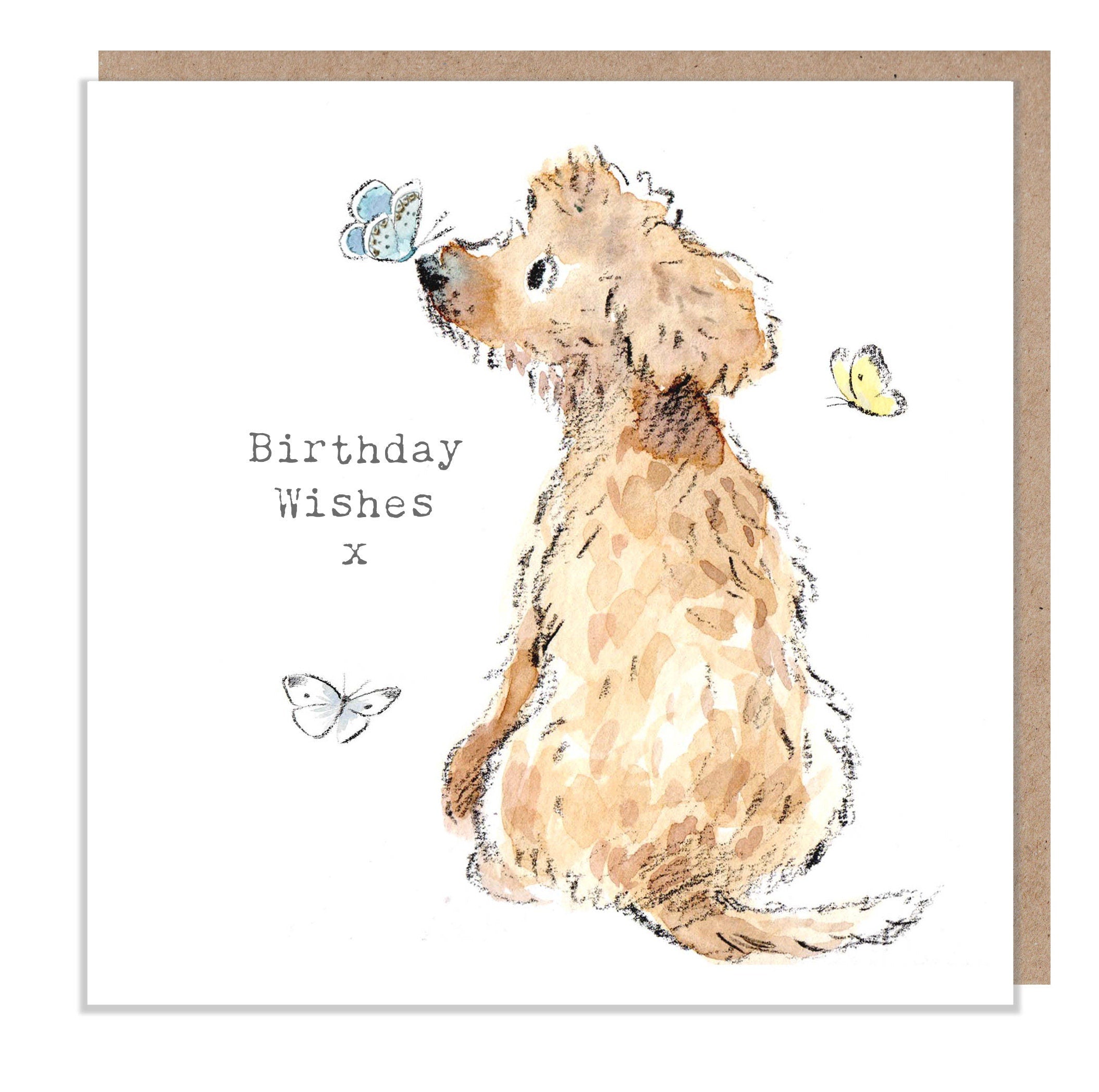 Dog Birthday Card - Quality Greeting Card - Charming illustration - 'Absolutely barking' range - Cockapoo/Labrador - Made in UK -  ABE044