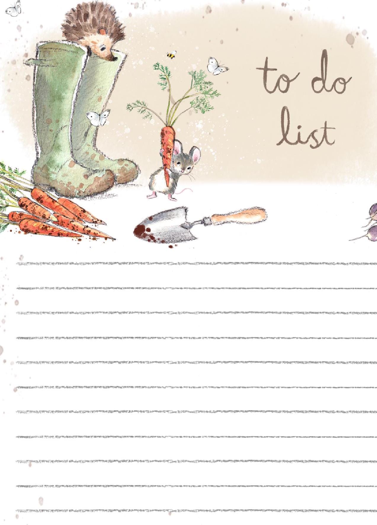 Cute notepad - A6 size - to do list - charming Hedgehog Illustration - 'Morris and Maude' range - made in the UK - NOTE013