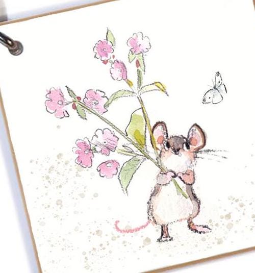 Quality Keyring - Mouse design - double sided - MDF-  Made in the UK  - KR08