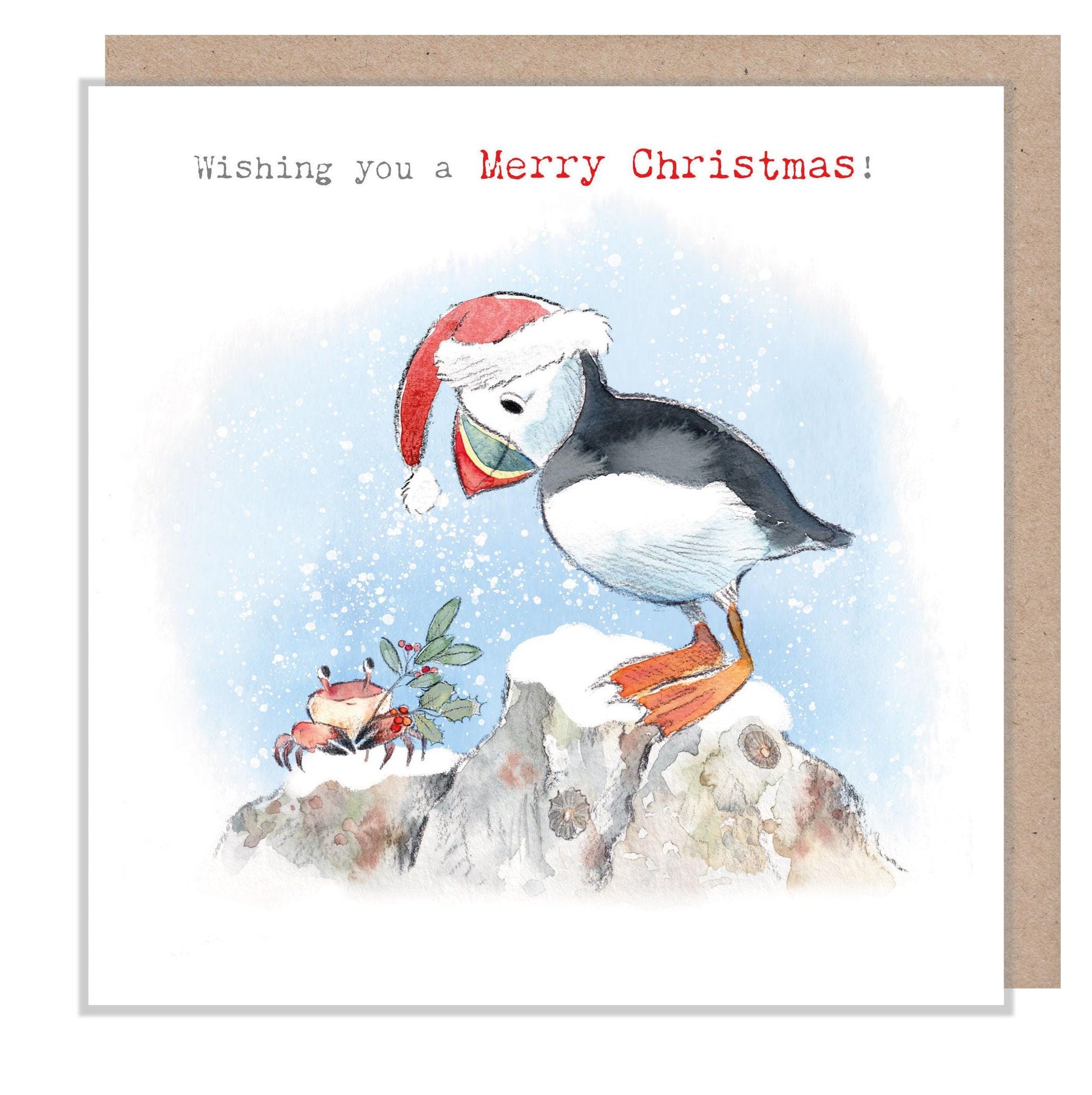 Puffin Christmas Card: 'By the Seashore' Illustration