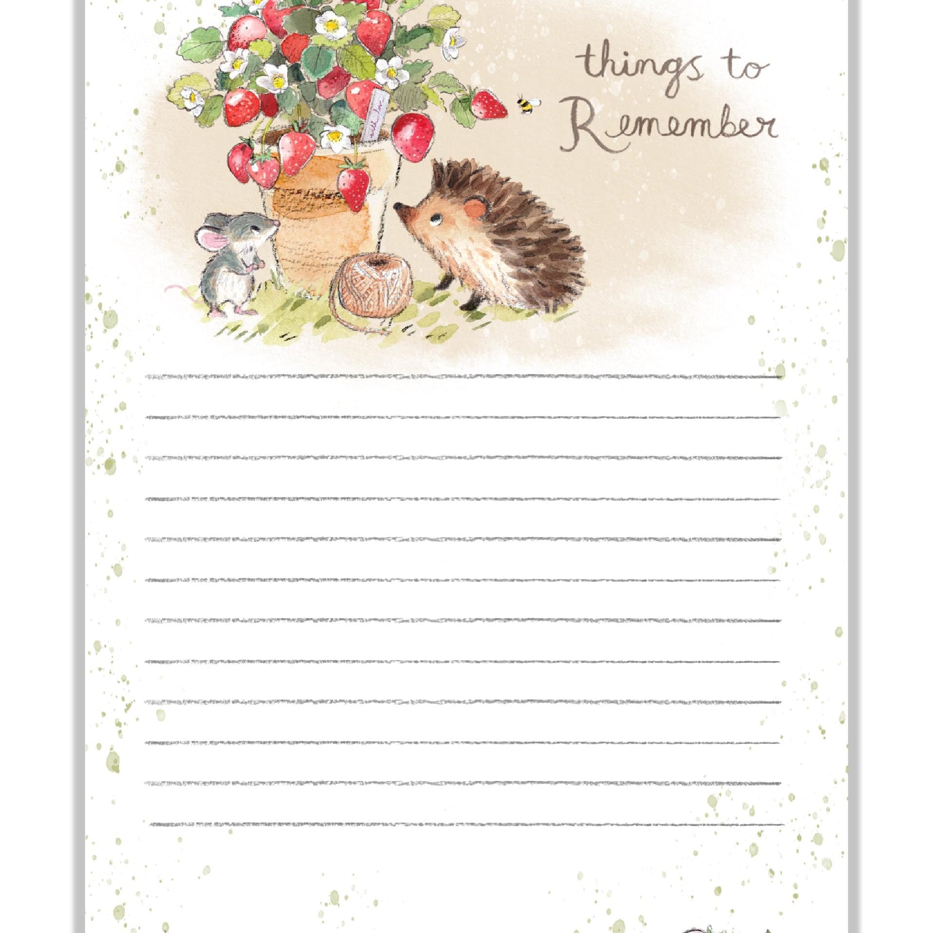 Cute notepad - A6 size - things to remember- charming Hedgehog Illustration - 'Morris and Maude' range - made in the UK - NOTE014
