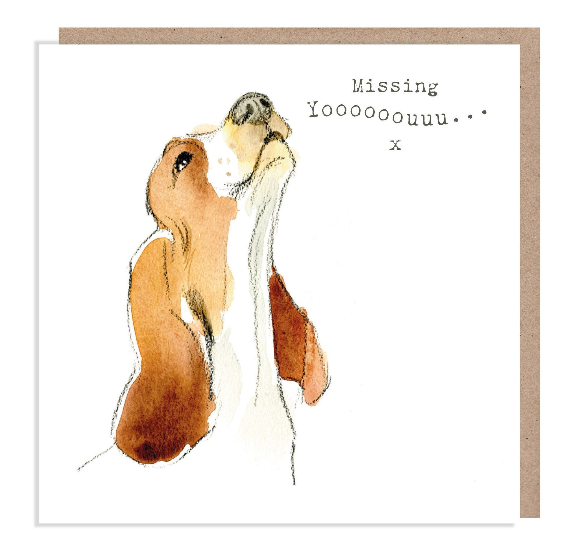 Dog 'Missing you' Card - Quality Greeting Card - Charming illustration - 'Absolutely barking' range - Howling dog - Made in UK -  ABE05