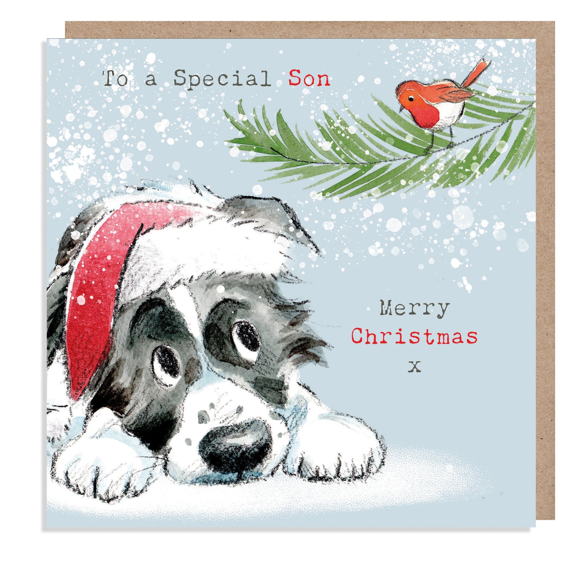 4  Quality Christmas Cards  - 2 design - 4 cards  - Charming Dog illustrations - Border Collie  and Jack Russell designs - made in England