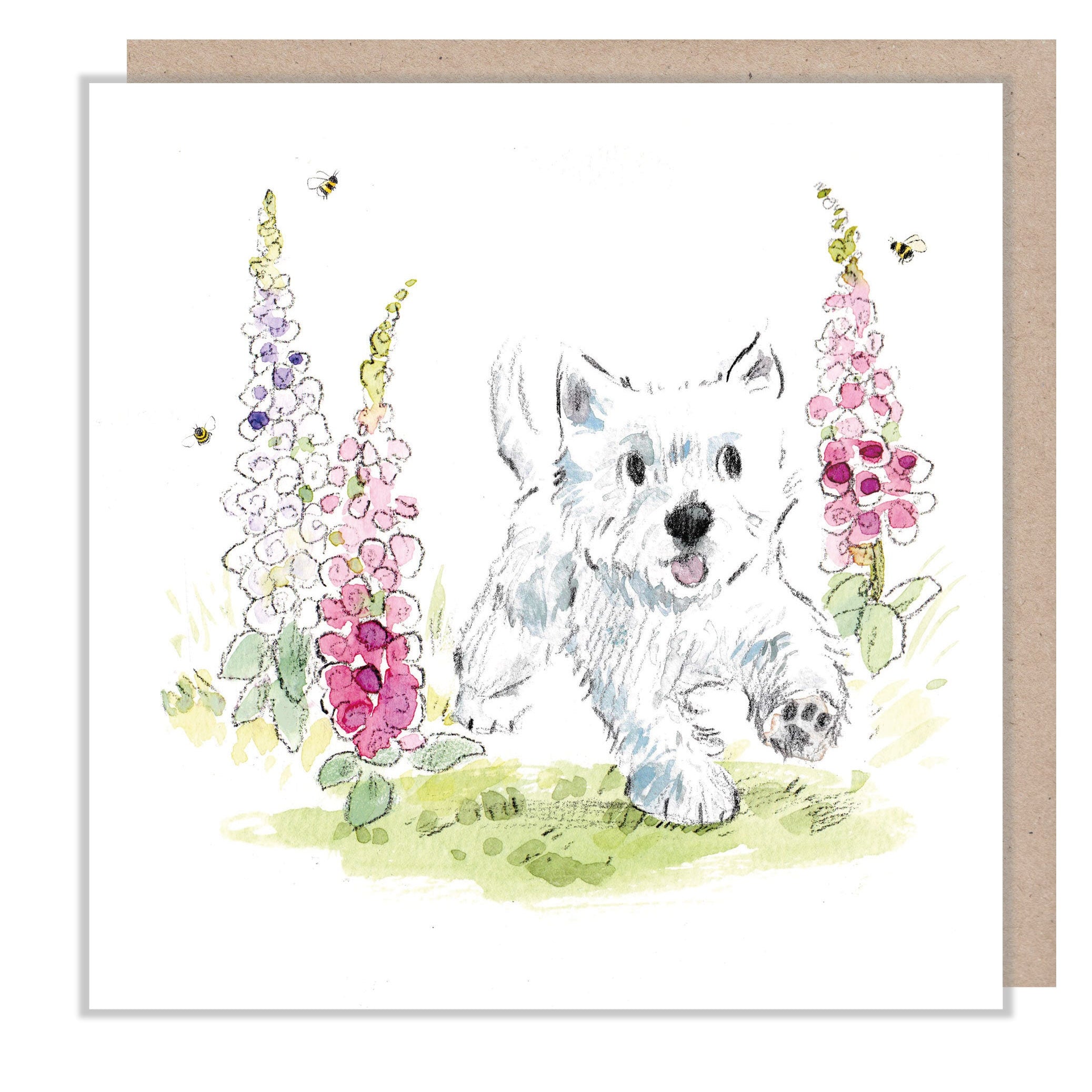 Blank Card - Quality Greeting Card - Charming Dog illustration - 'Absolutely barking' range - West Highland White- Made in UK -  ABE067