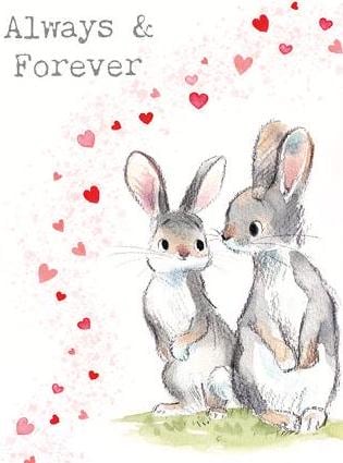 Quality Fridge Magnet - Always and Forever - Cute Rabbits design - MDF-  Made in the UK - FM014