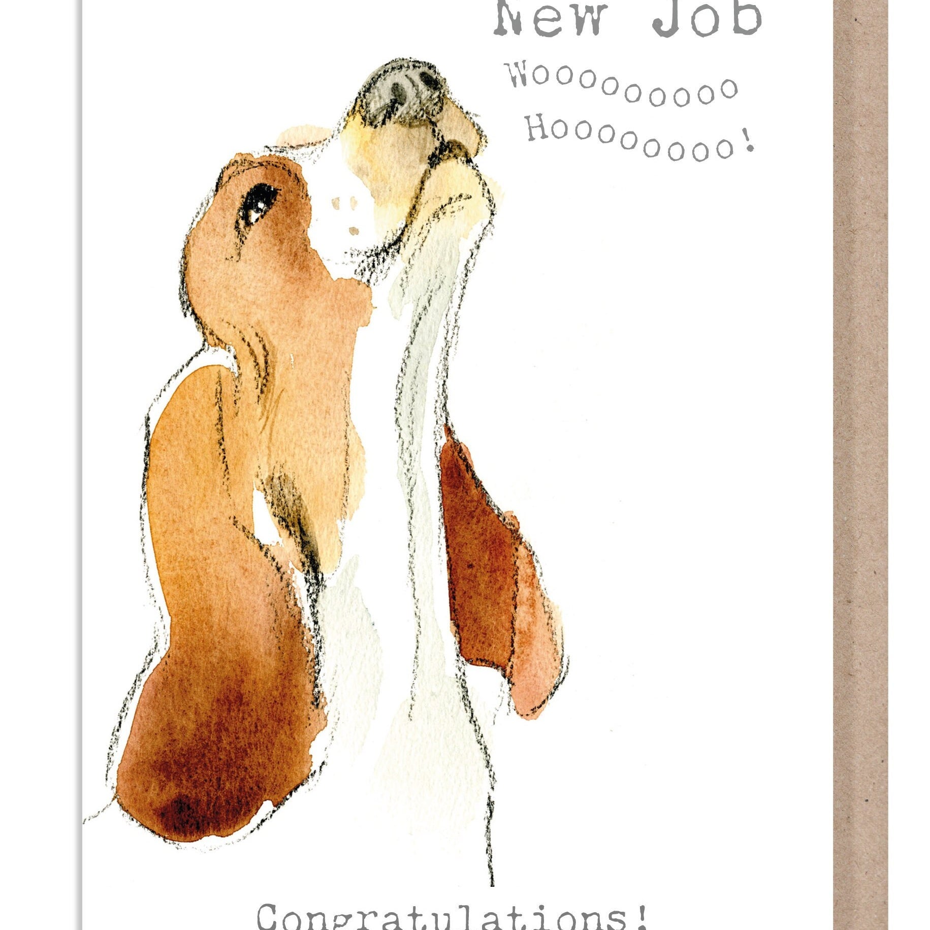 New Job Card - Basset hound Illustration - absolutely barking range - ABE105
