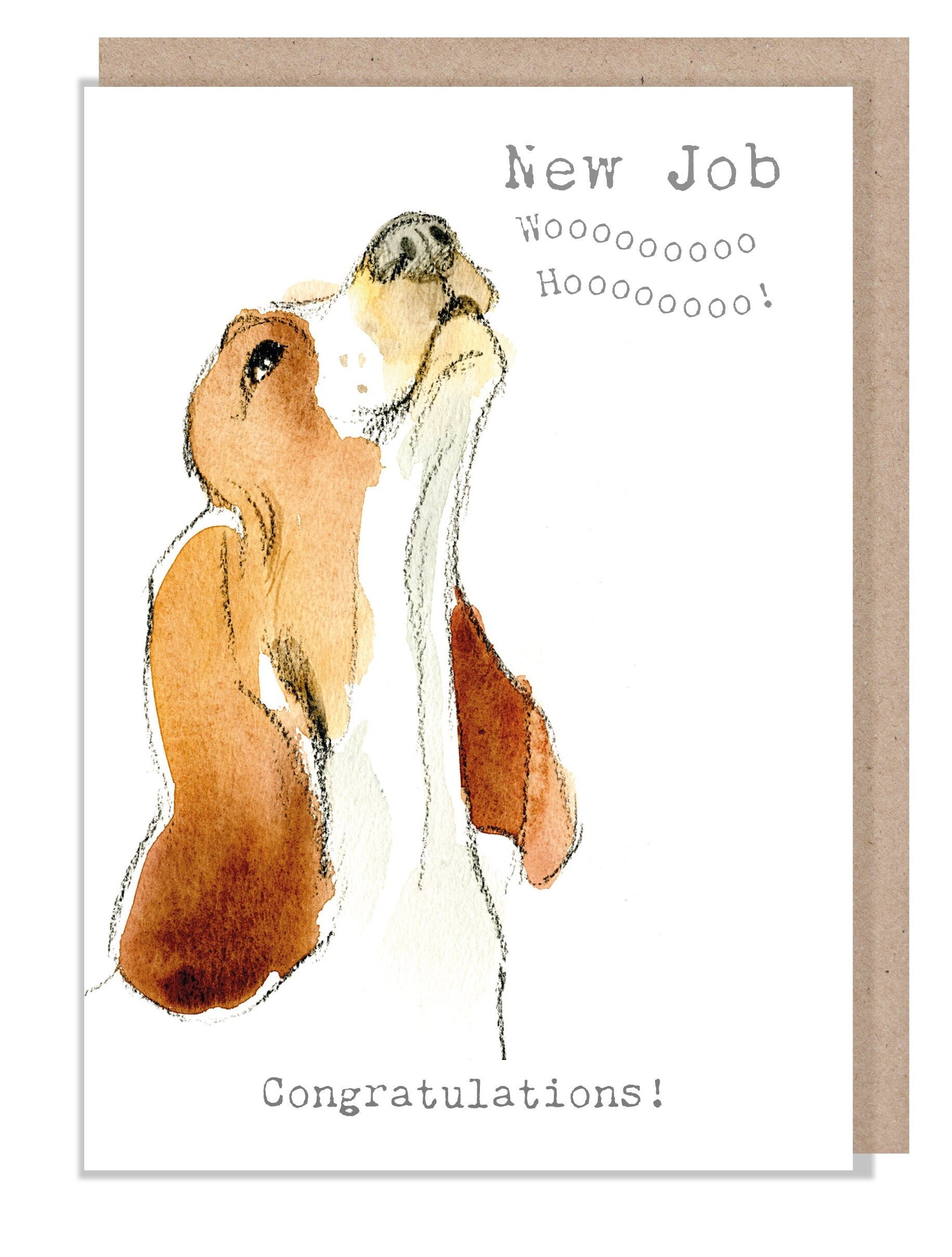 New Job Card - Basset hound Illustration - absolutely barking range - ABE105