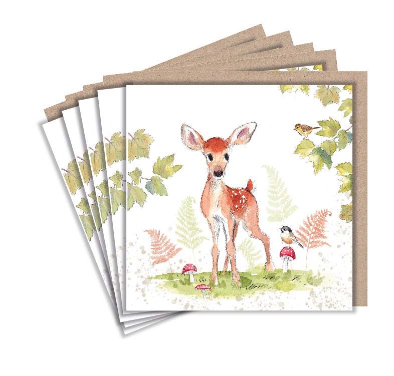 Notecard pack - 5 small quality cards with brown recycled envelopes (125 x 125mm)