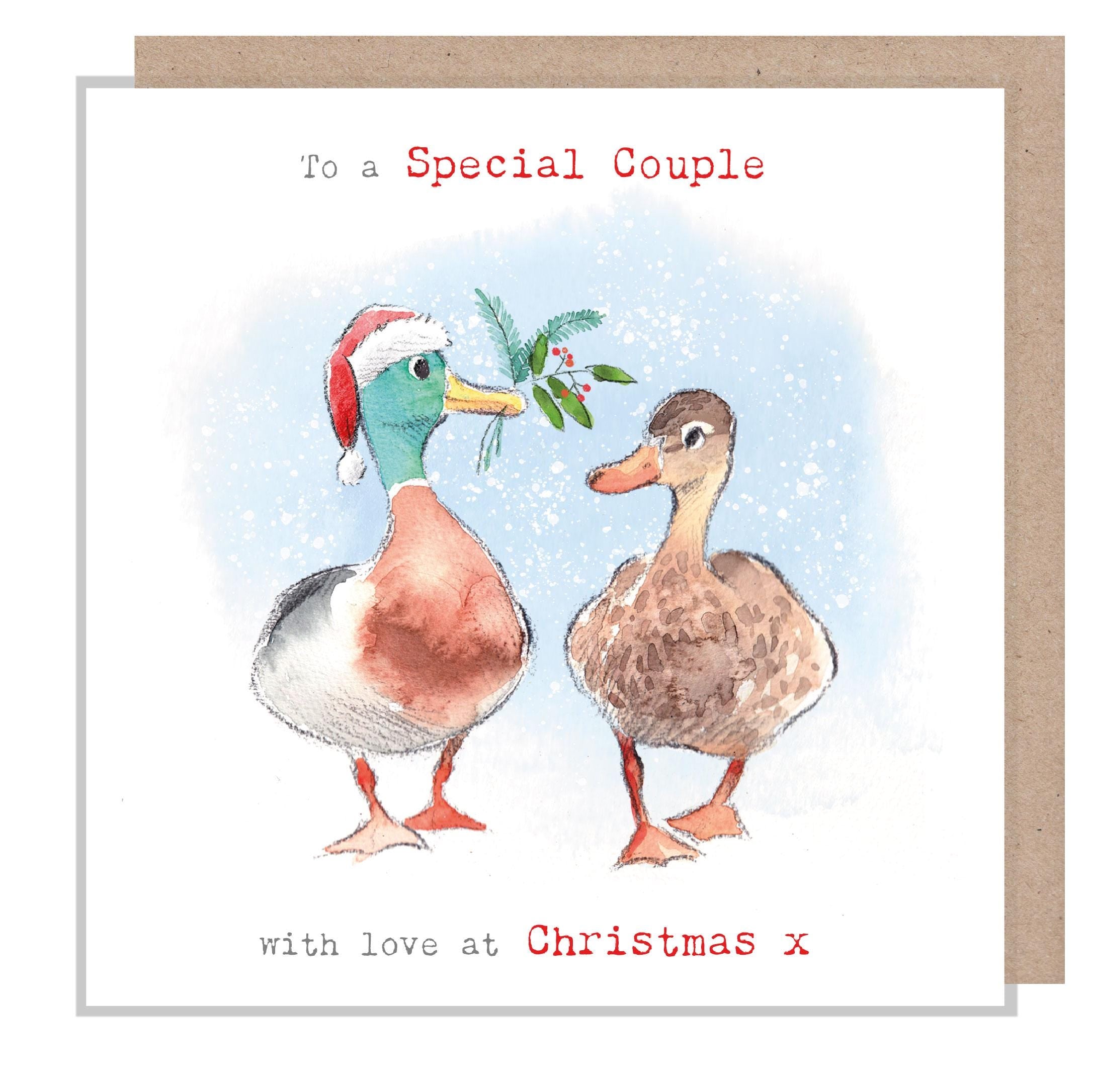 To a Special Couple -Quality Christmas Card - Mallards Illustration - 'Down by the river' range - Made in UK -  RIVX05