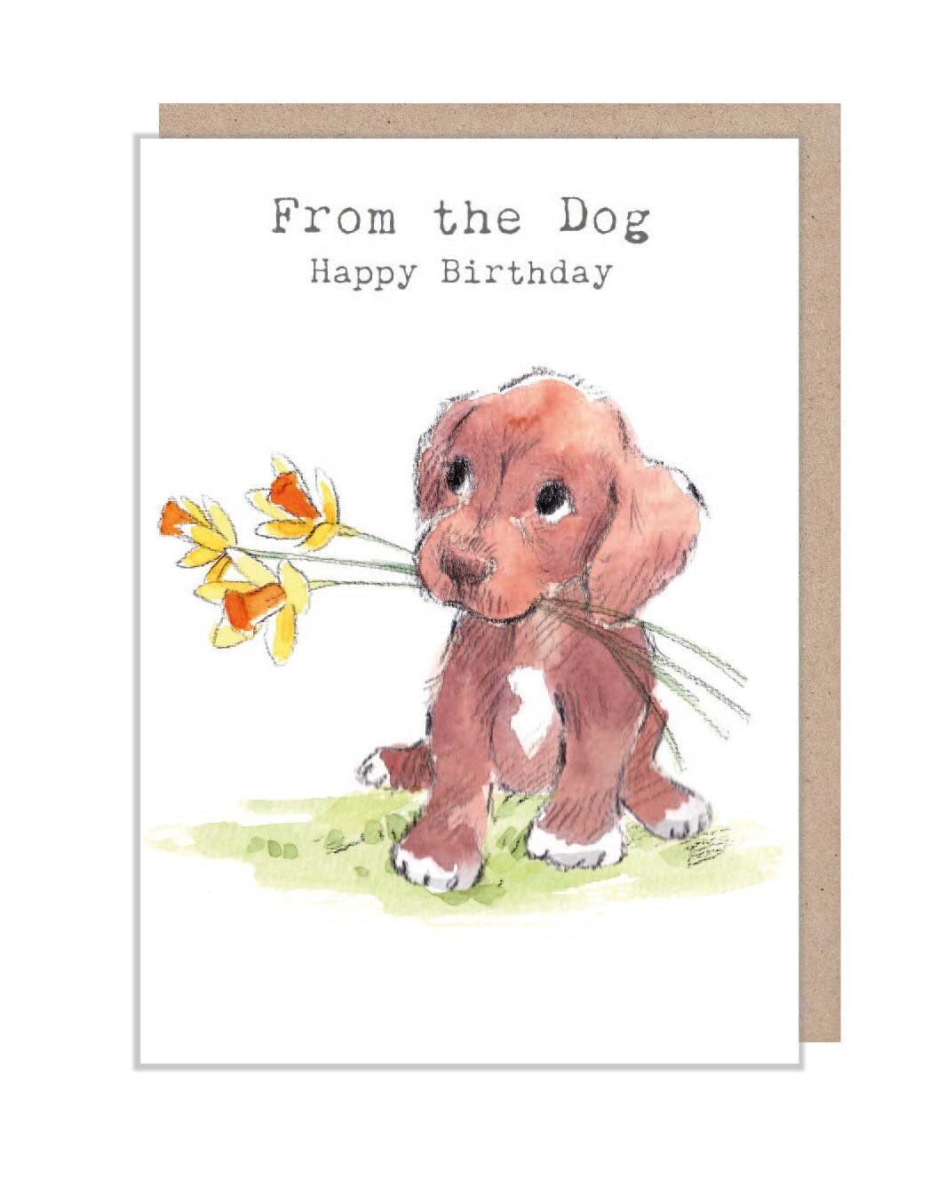 Dog Birthday Card: Charming Puppy Illustration, Made in UK