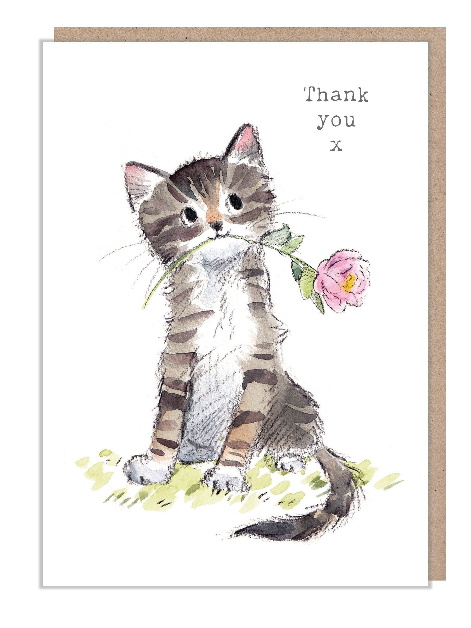 Thank you card - Cute Kitten Illustration - EPP016