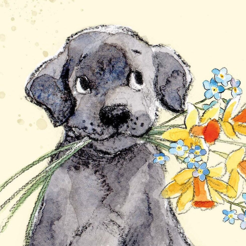 Easter Card - Quality Greeting Card - Charming illustration - 'Absolutely barking' range - Black Labrador design - Made in UK - ABEASTER02