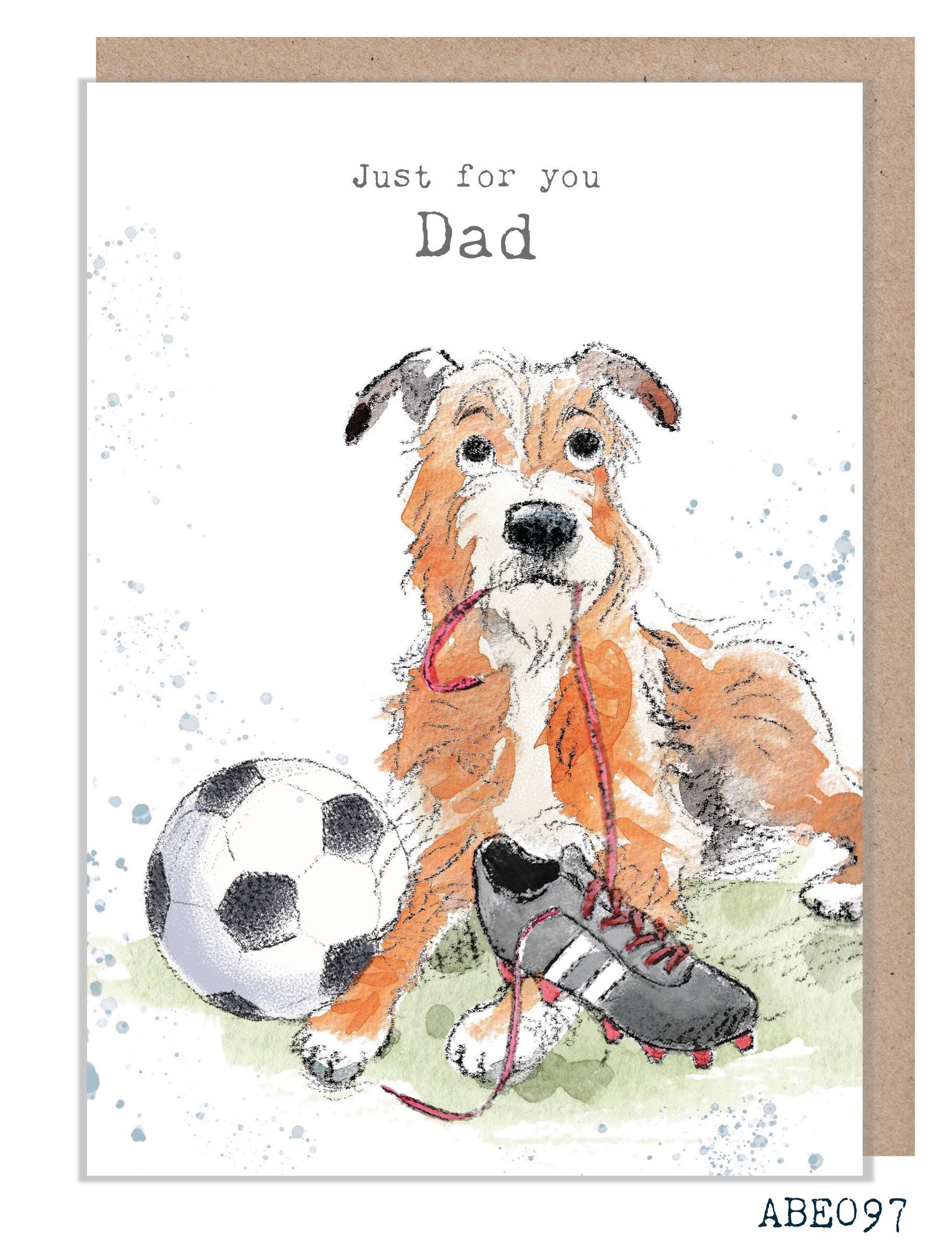 Dad Card -Quality Greeting Card - Charming illustration - 'Absolutely barking' range - Made in UK - ABE097
