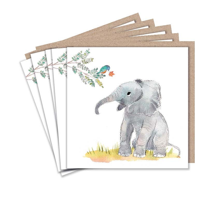 Notecard pack - 5 small quality cards with brown recycled envelopes (125 x 125mm)