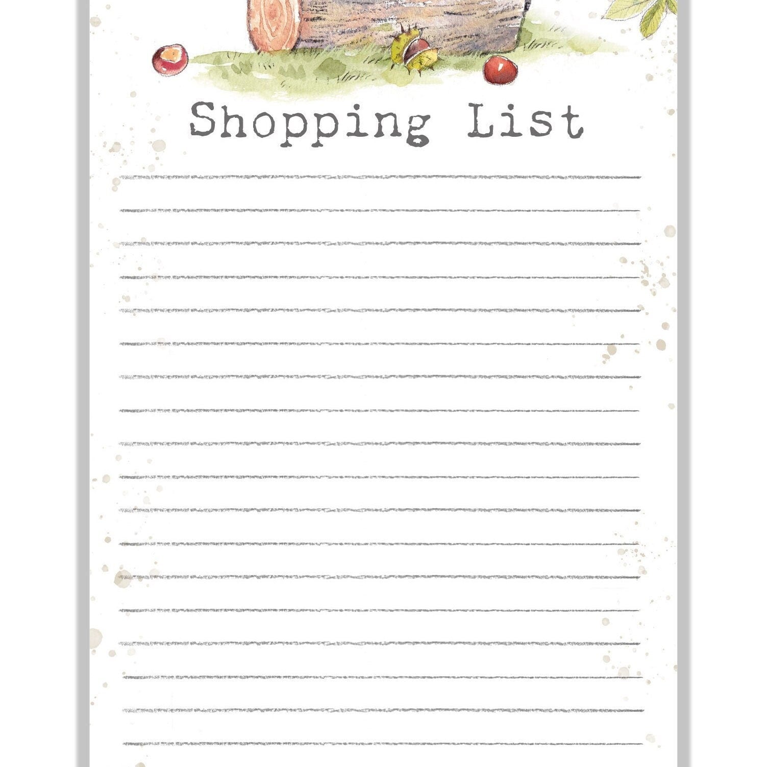 Magnetic Notepad - shopping list - Hedgehog, Mouse and Bird illustration - NOTE08
