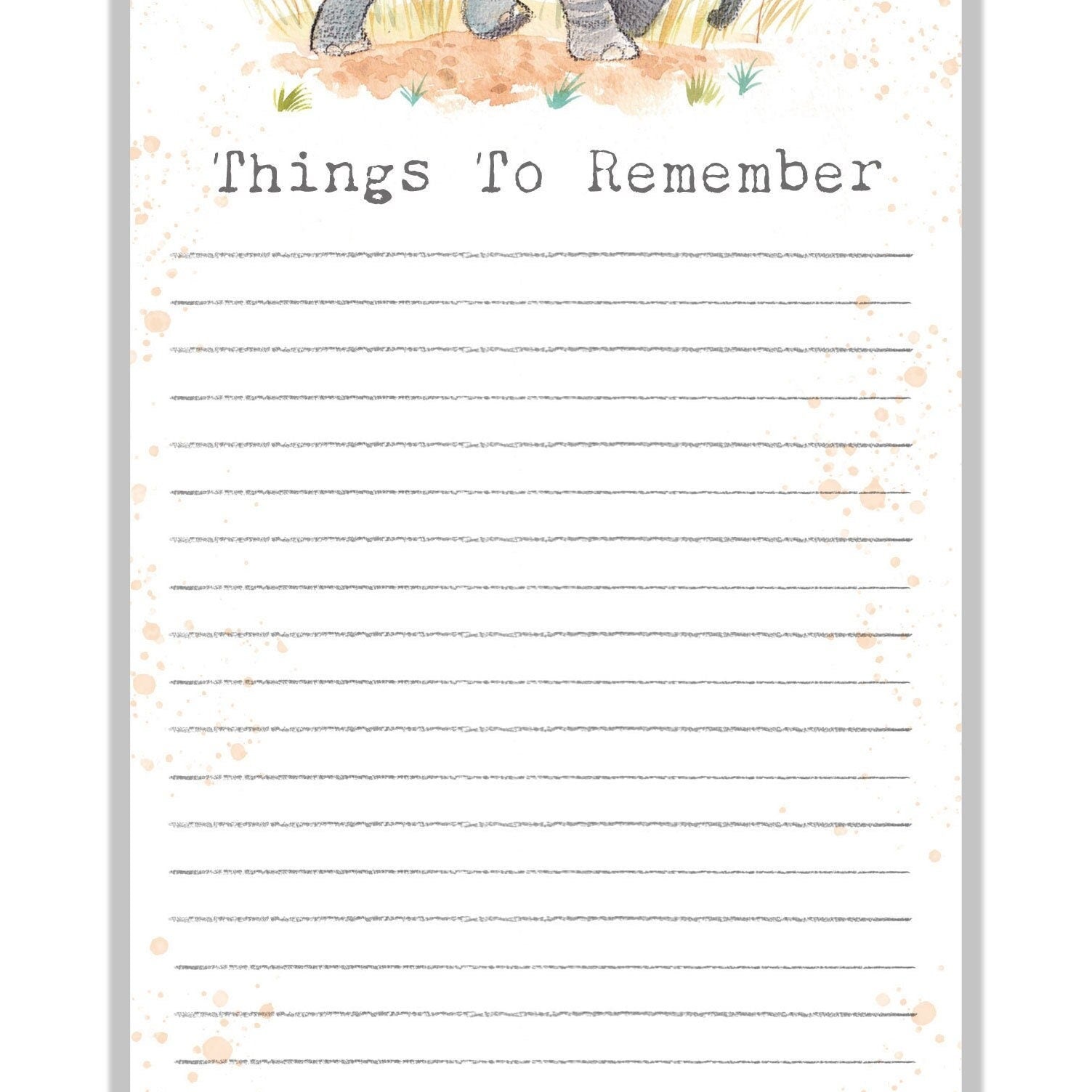 Magnetic Notepad - Things to remember -  Elephant illustration - NOTE07