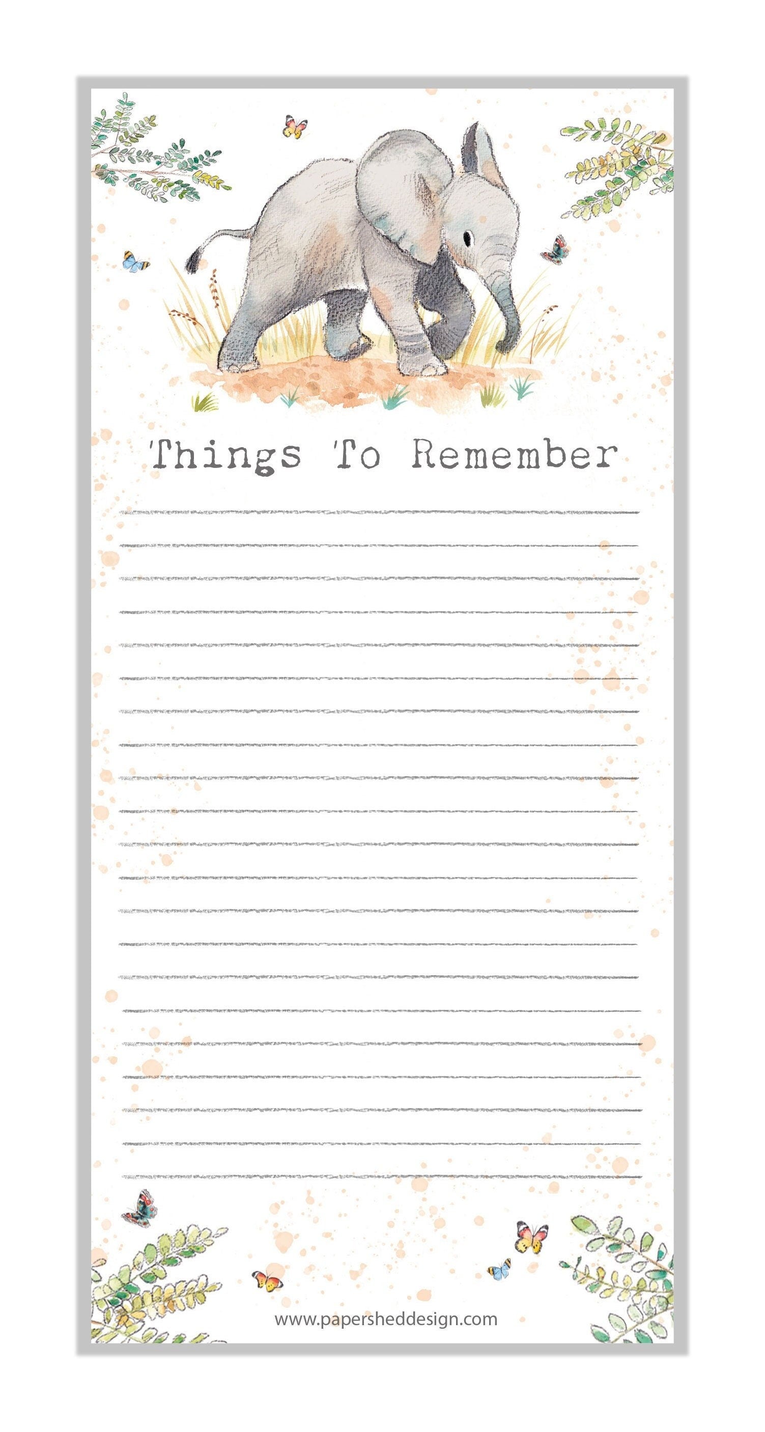 Magnetic Notepad - Things to remember -  Elephant illustration - NOTE07