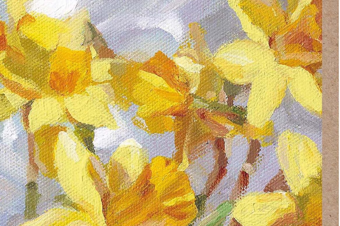 Daffodils - Quality Greeting Card, 'The Flower Gallery' range, Paper Shed Design, Art Card, Blank inside,