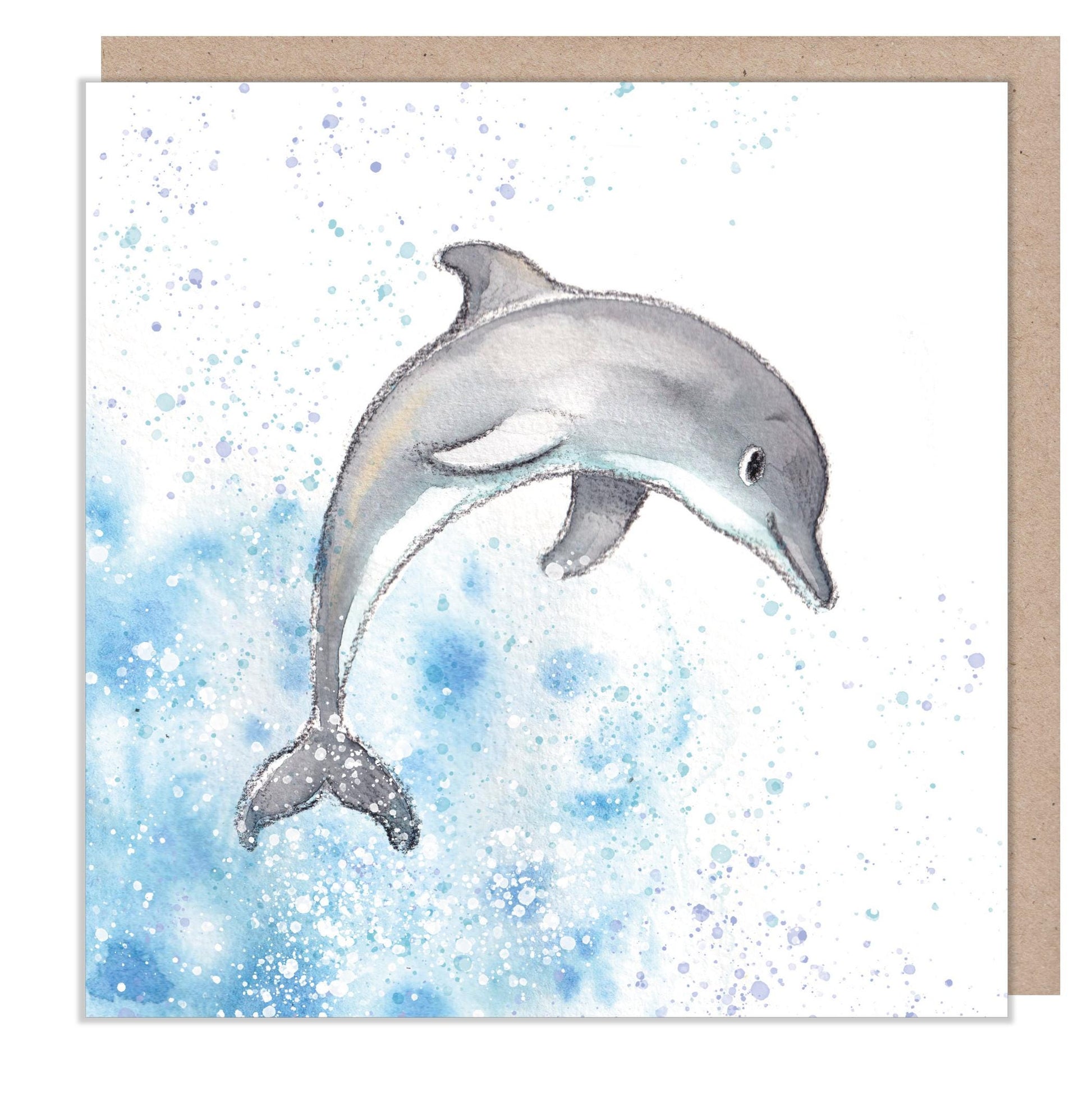 Blank Card -Quality greeting Card - Dolphin illustration - 'by the Seashore' range - made in UK  - SEA013