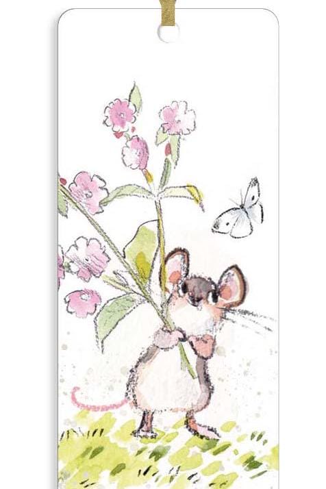 Bookmark with Ribbon - Mouse with flowers Illustration BM05