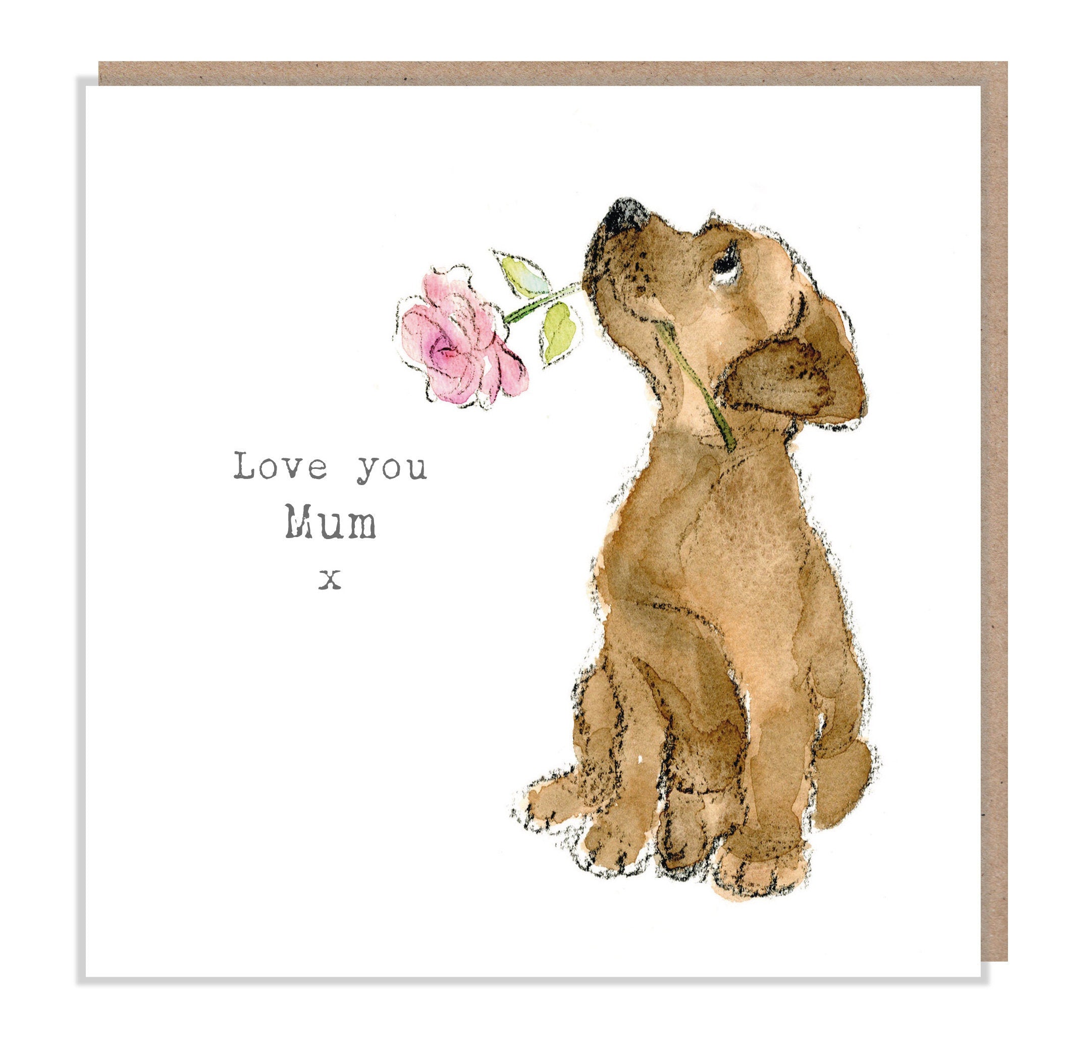 Mum Birthday - I love you Mum - Quality Greeting Card - Charming illustration - 'Absolutely barking' range -  Labrador- Made in UK - ABE015