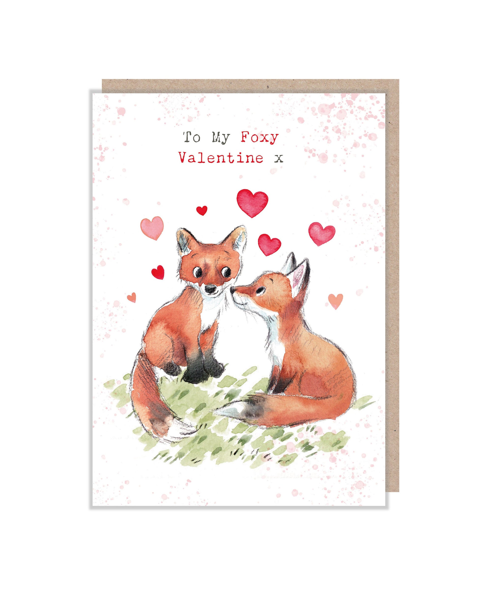 Valentines Card, Cute fox Illustration BWVAL03