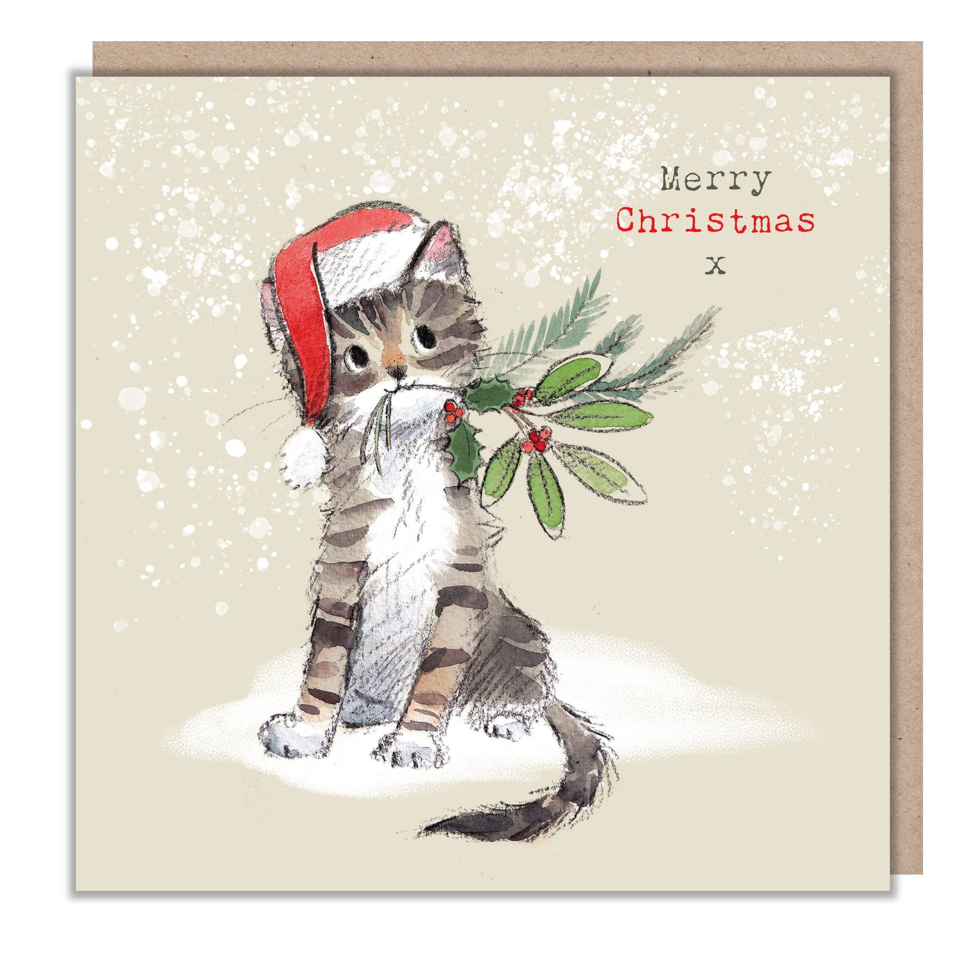 Pack of 4 Quality Christmas Cards - Charming Cat illustrations - 'Pawsitively Purrect' range  - Made in UK - XPP02/XPP04