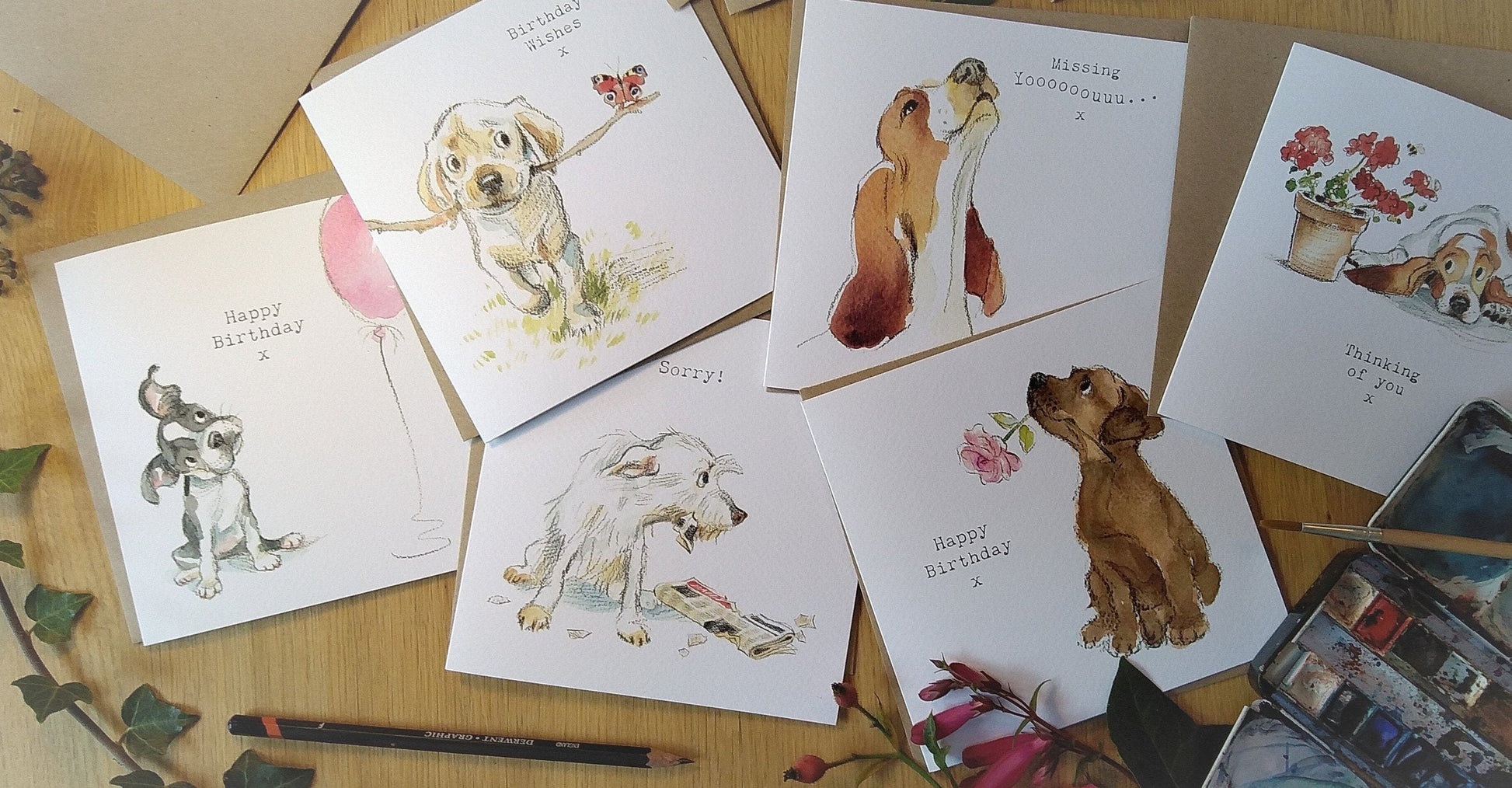 You've Passed - Congratulations Card -  Dog with balloons Illustration ABE120