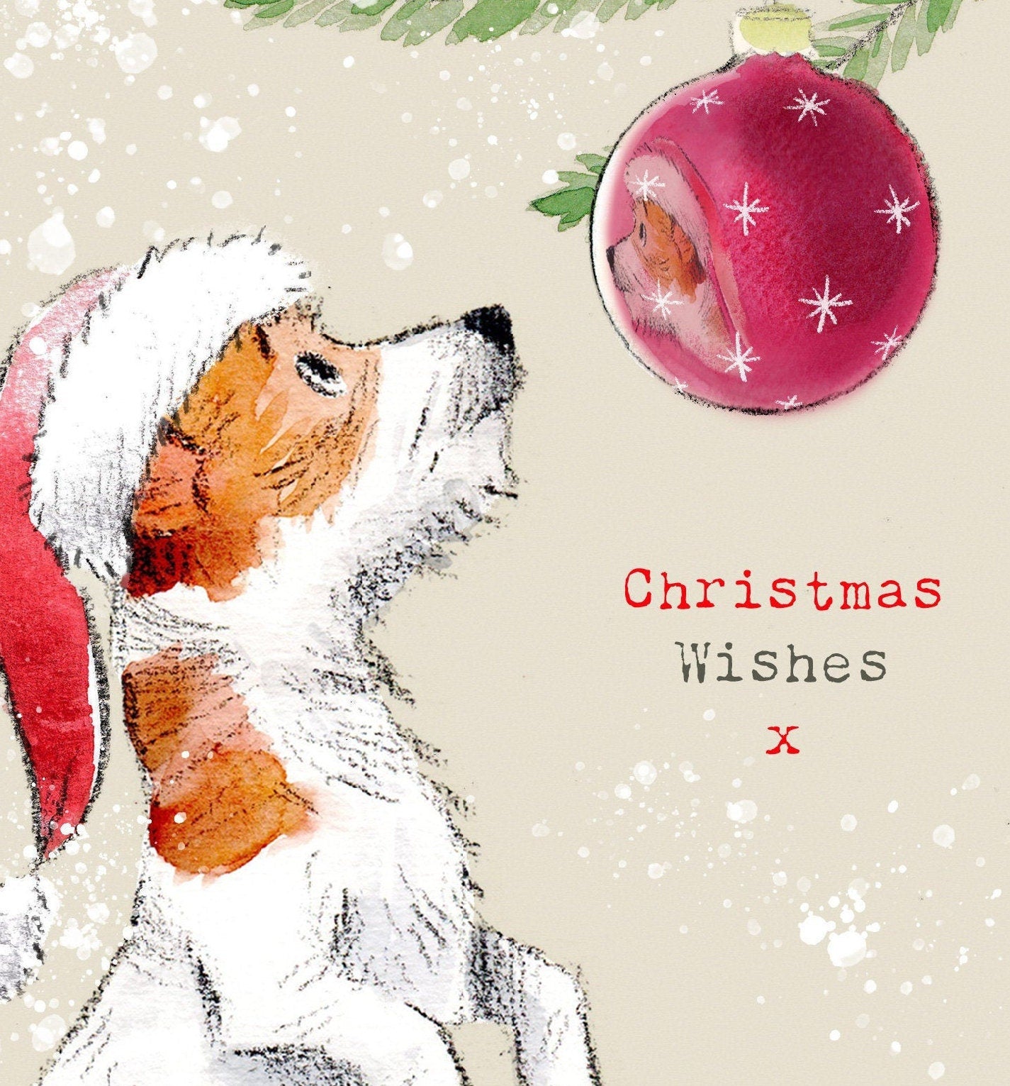 Dog Christmas Card - Quality Christmas Card - Charming illustration - 'Absolutely barking' range- Jack Russell- Made in UK -  ABX011