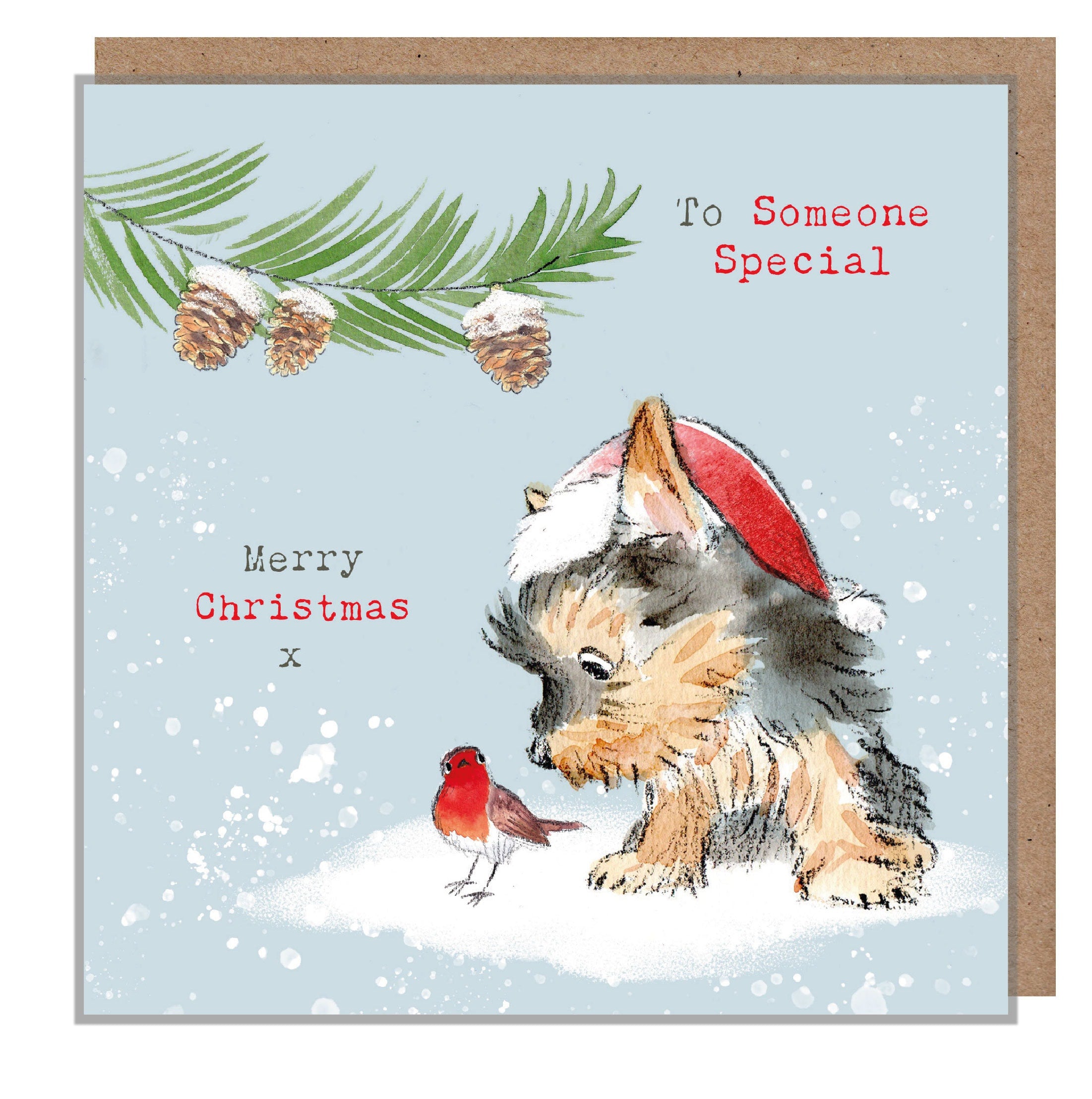 Yorkshire Terrier Christmas Card: Charming Dog Illustration