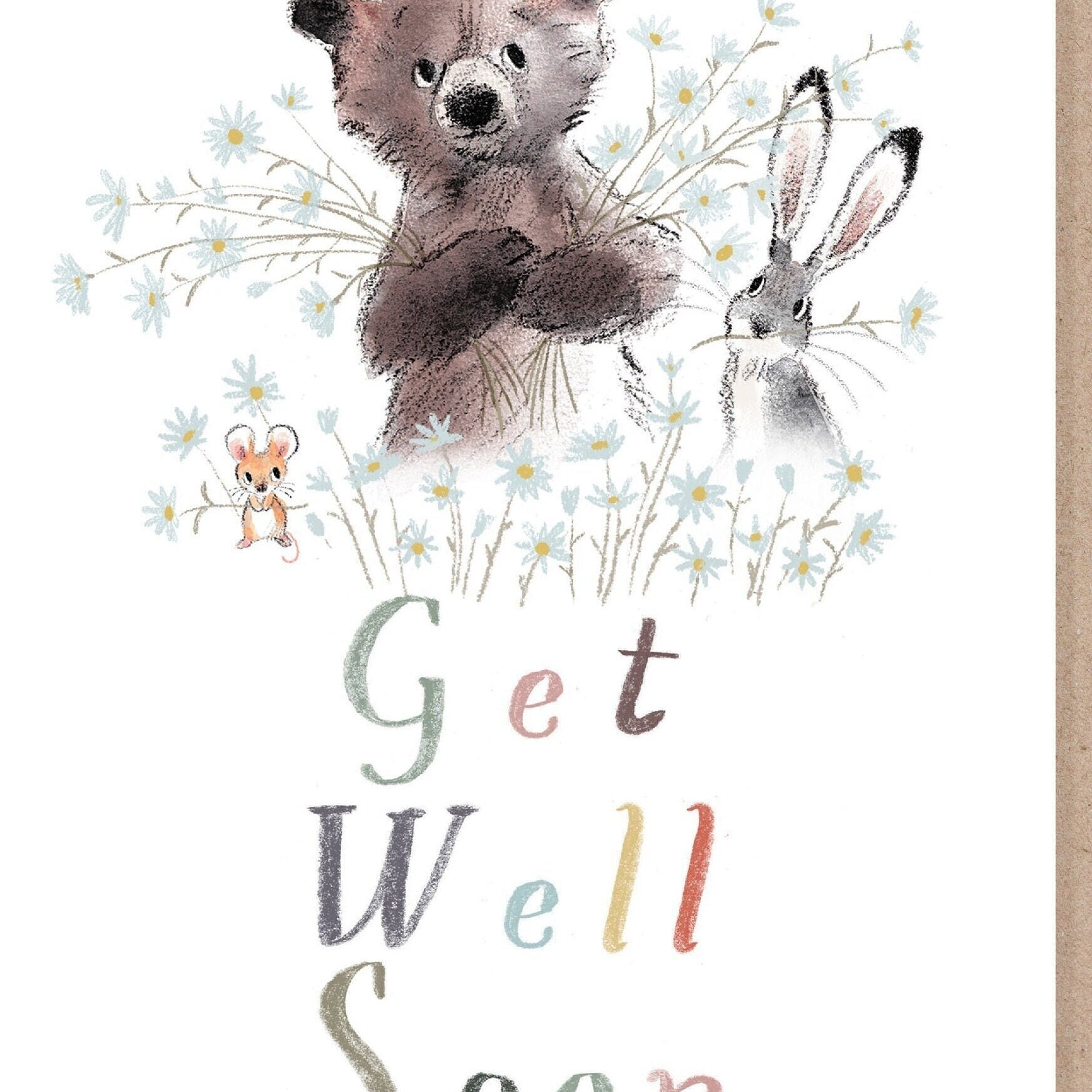 Giant Greeting Card! - Extra Large Card A4 - 210 x 297 mm - Get Well soon - Bear, Hare, Mouse - XL06