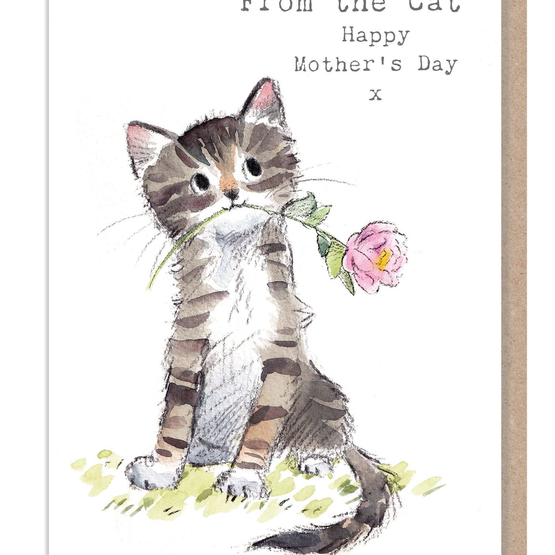 From the Cat - Mothers Day card - Cute Kitten Illustration - EPPMD01