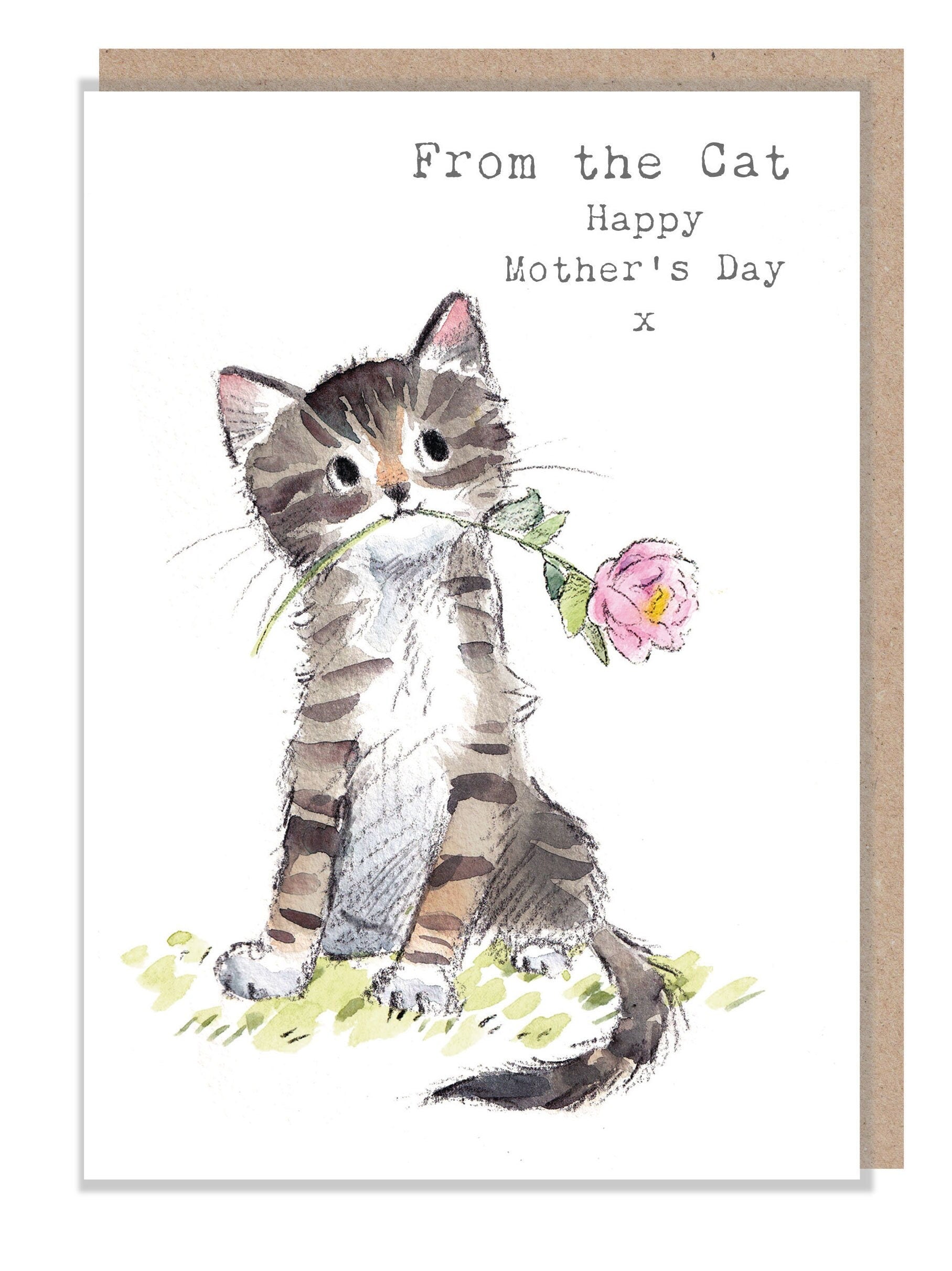 From the Cat - Mothers Day card - Cute Kitten Illustration - EPPMD01
