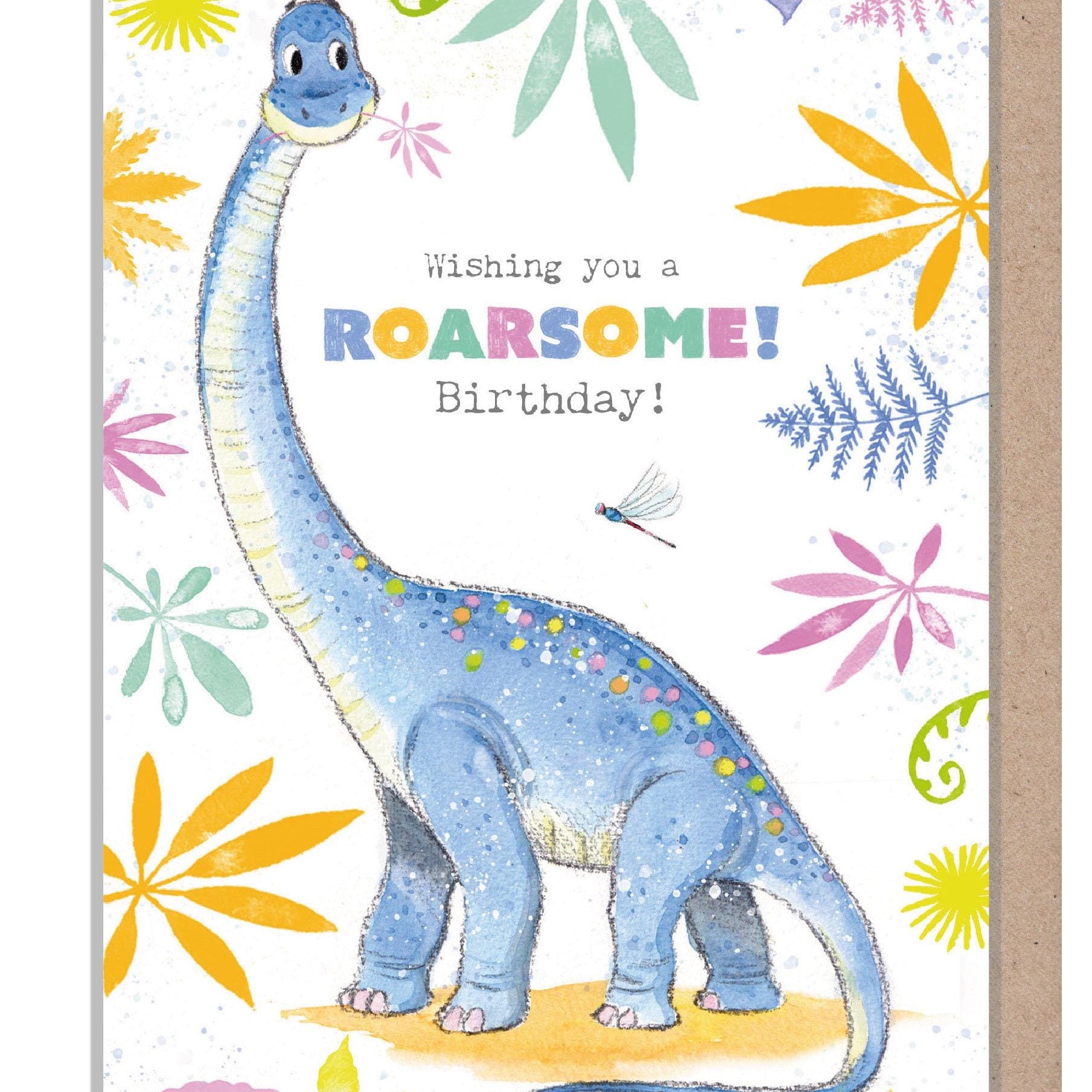 Dinosaur Birthday Card - 'Totally Roarsome' range - Cute Dinosaur illustration - Diplodocus- TR09