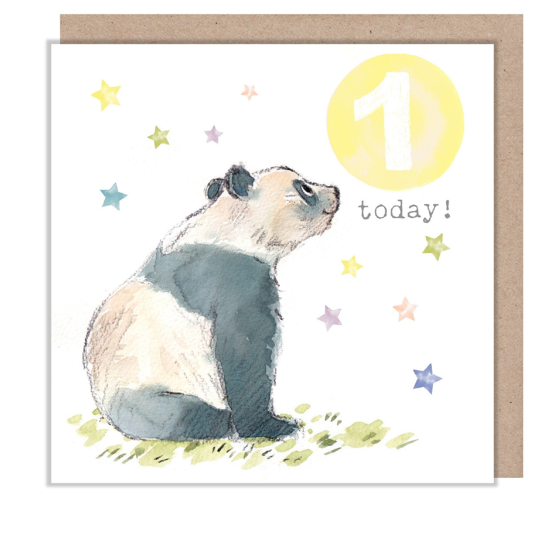 AGE 1 Birthday Card -  Charming illustration - Panda - 'Party Time'  range - Made in UK -  PTAGE01