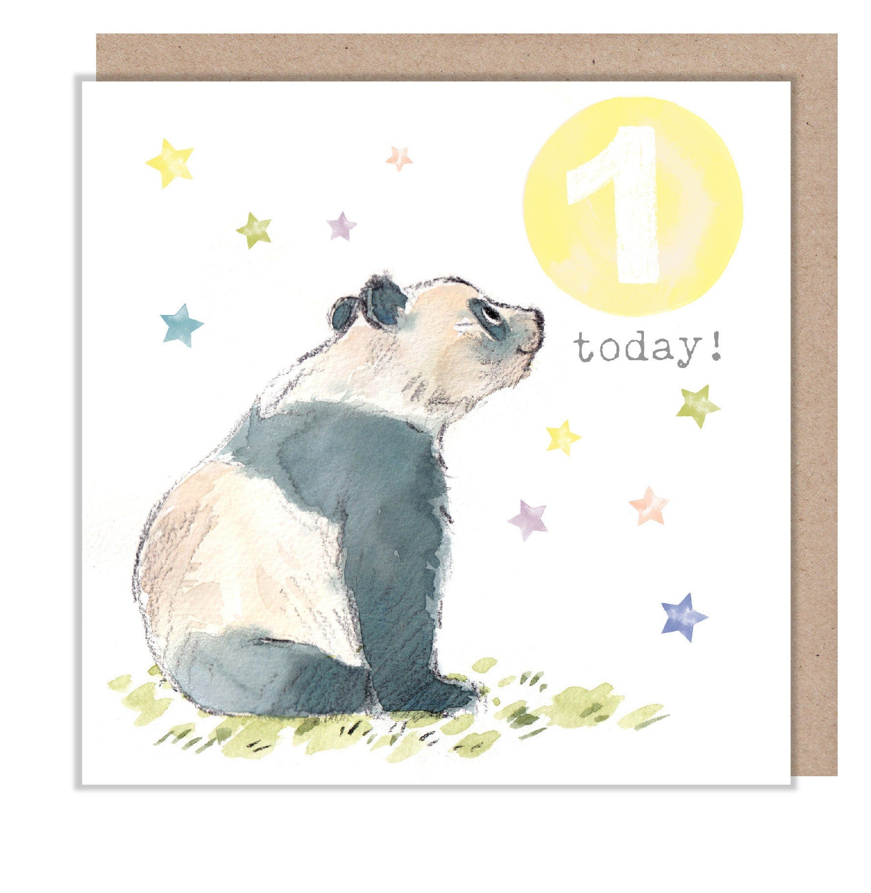 AGE 1 Birthday Card -  Charming illustration - Panda - 'Party Time'  range - Made in UK -  PTAGE01