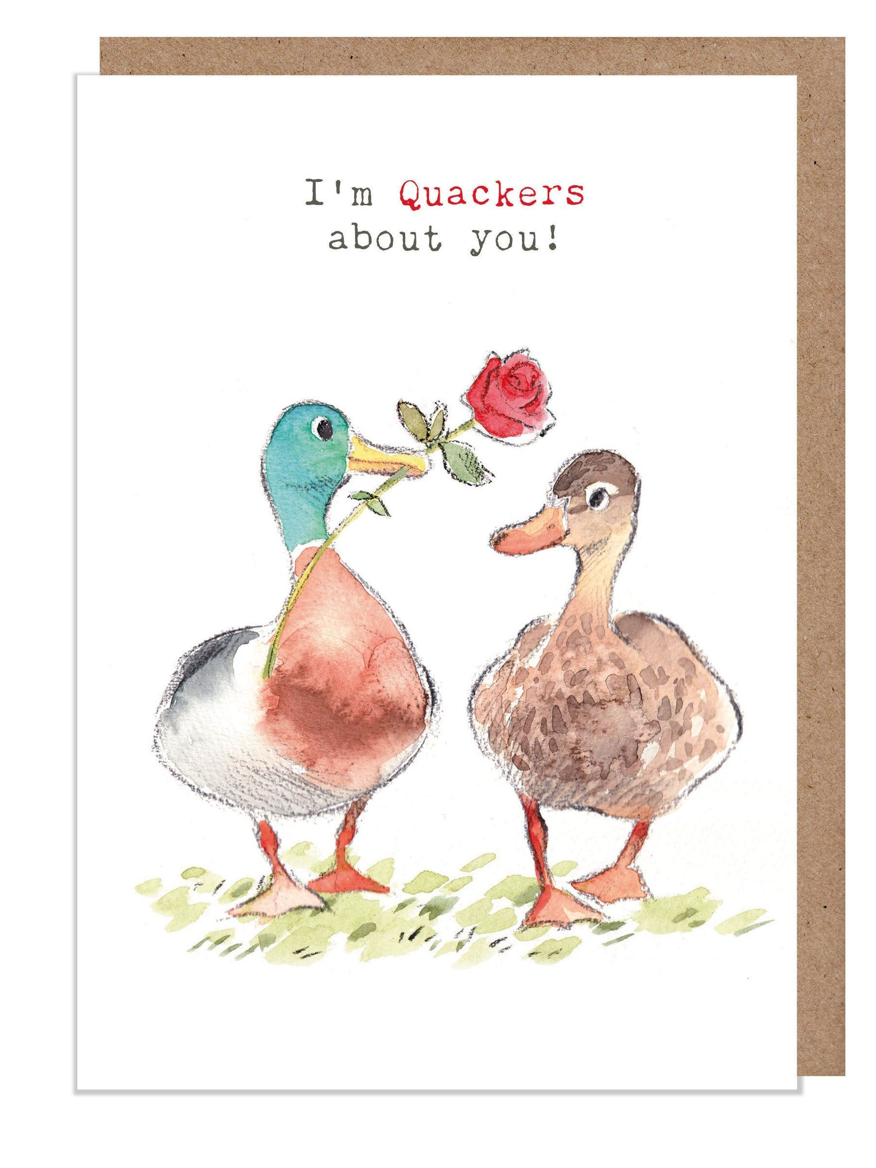 Quackers about you - Quality greeting Card - Mallard illustration - 'Down by the river' range - made in UK  - RIVVAL01