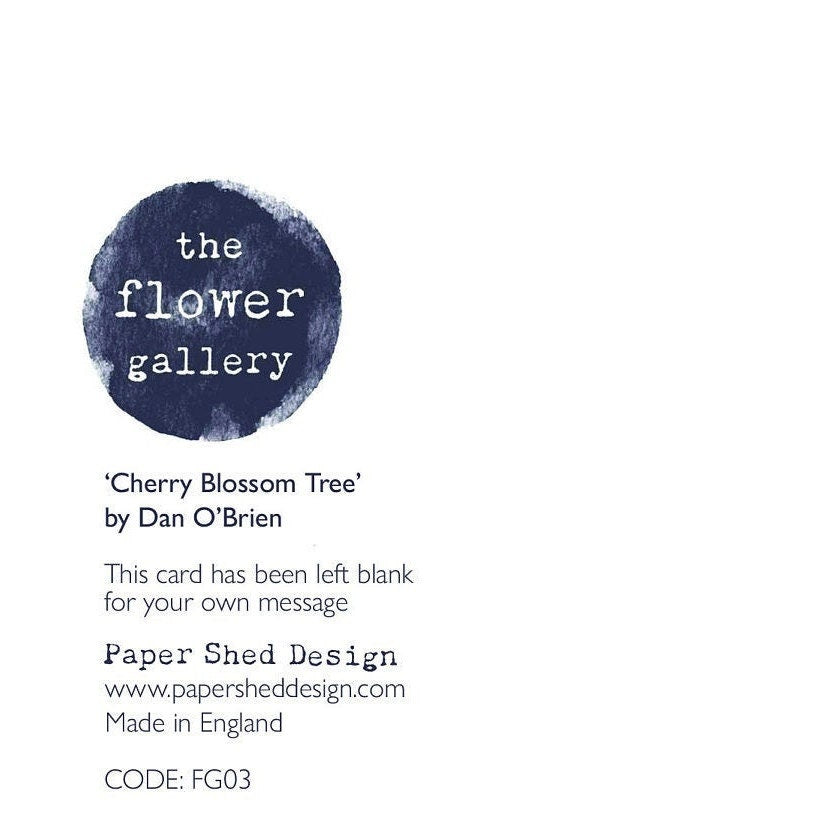 Cherry Blossom Tree- Greeting Card, 'The Flower Gallery' range, Paper Shed Design, Art Card, Original Painting by Dan O'Brien, Blank inside