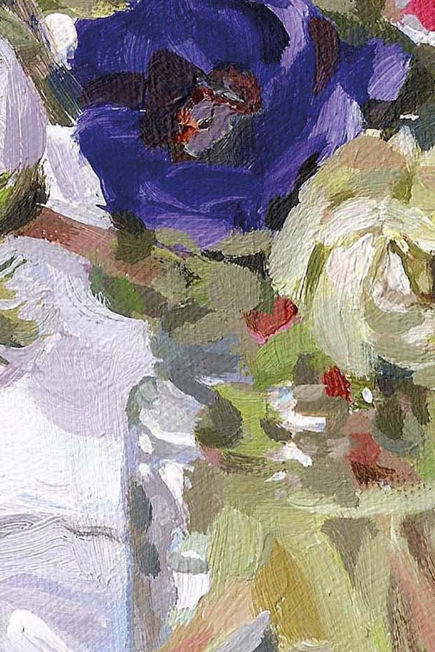 Anemones Art Card: Floral Greeting Card, Dan O'Brien Painting