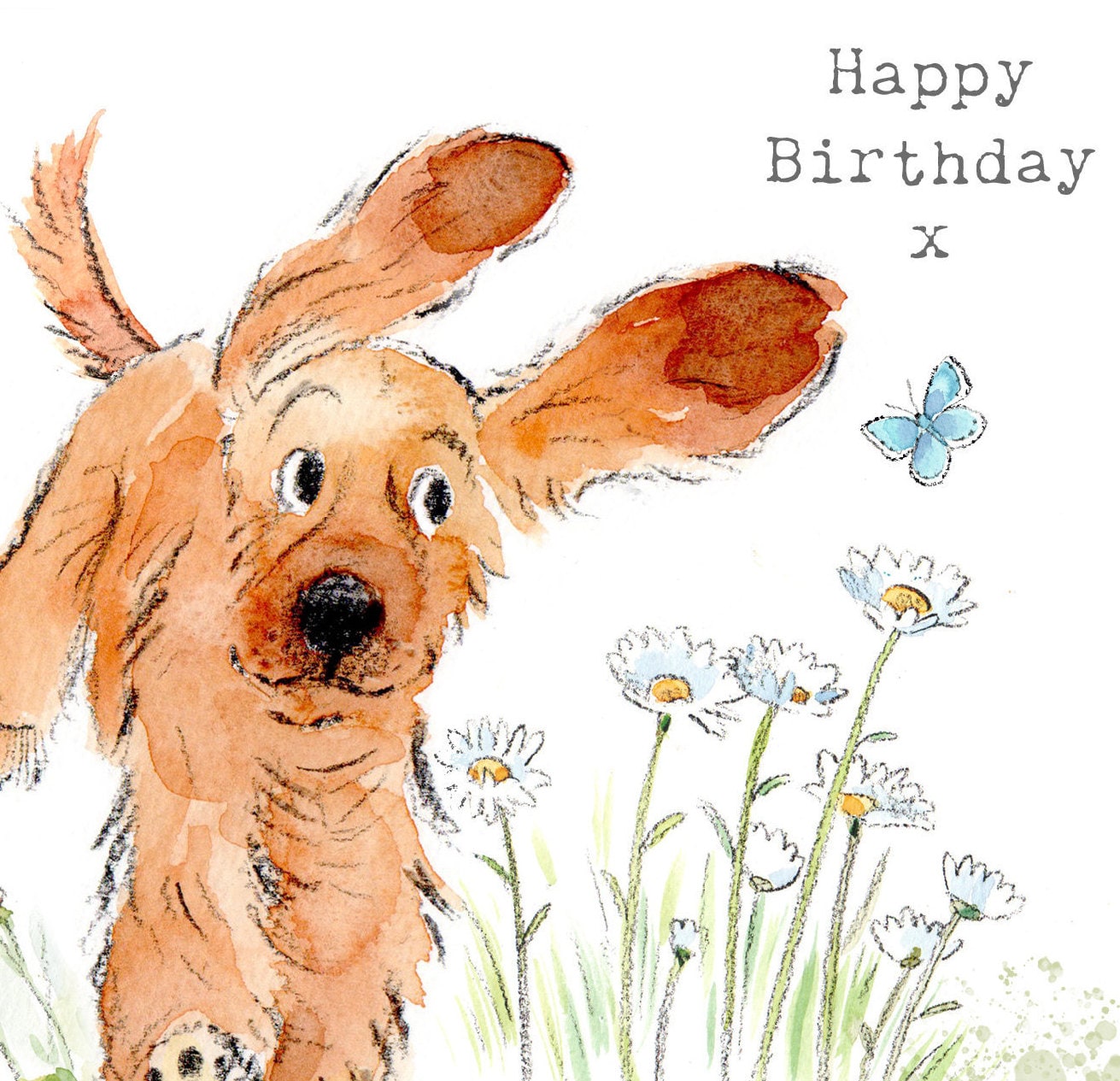 Dog Birthday Card - Quality Greeting Card - Charming illustration - 'Absolutely barking' range - Cocker spaniel- Made in UK -  ABE041