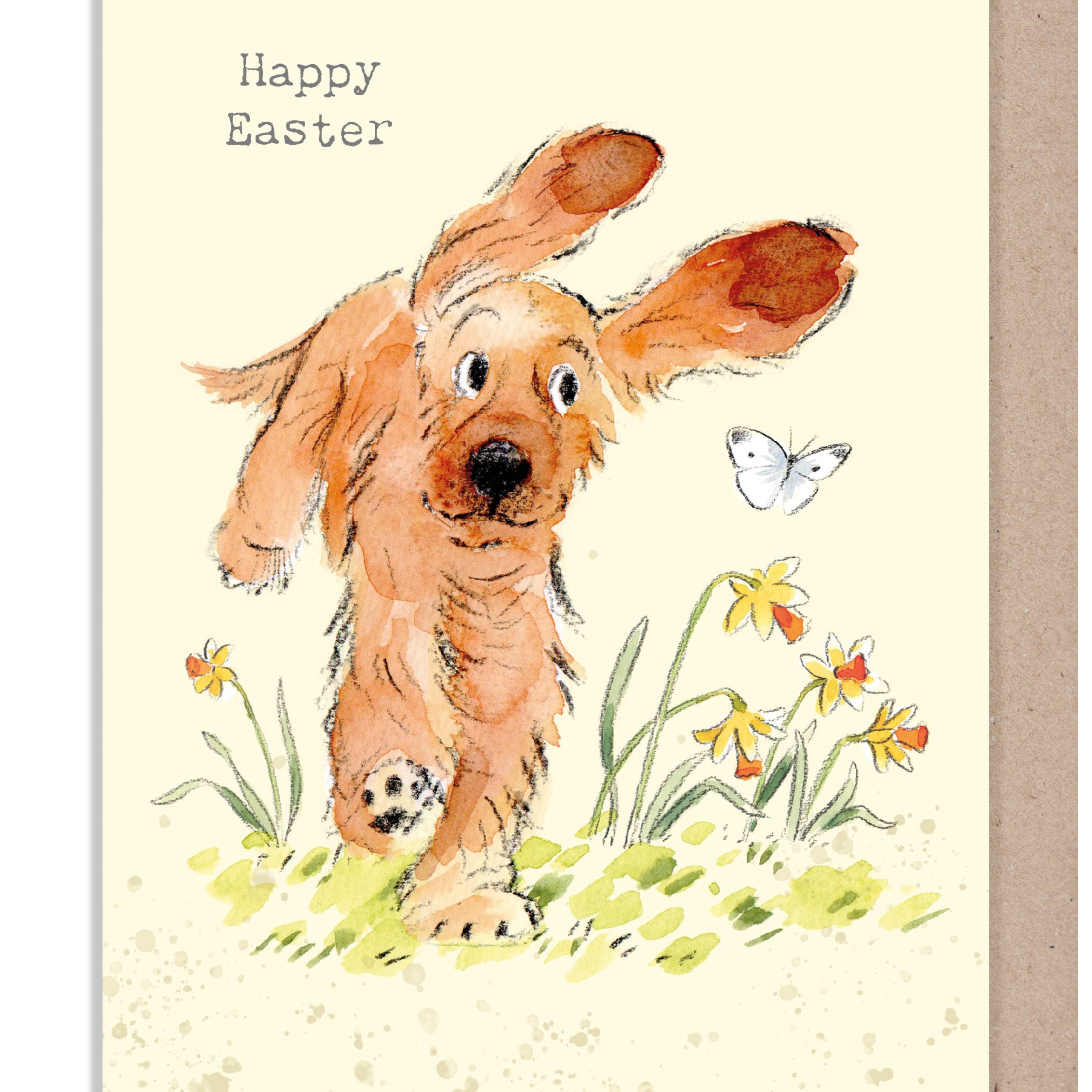 Easter Card - Quality Greeting Card - Charming illustration - 'Absolutely barking' range -  Cocker Spaniel design - Made in UK - ABEASTER01
